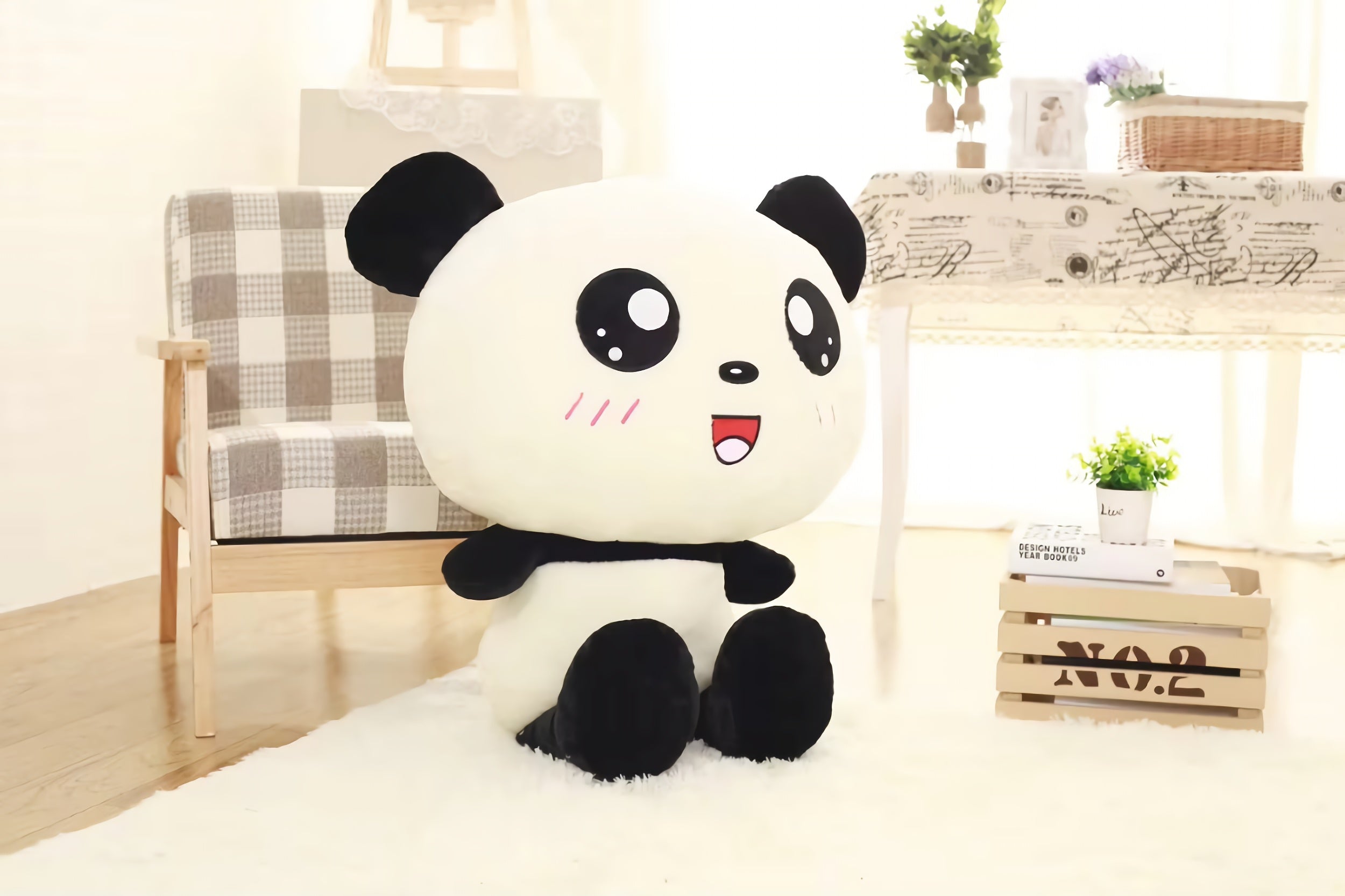 Big-Head Panda Plush - Hops and Pops - Cute - Plushies - Kawaii - Panda Plush - Shape: Round