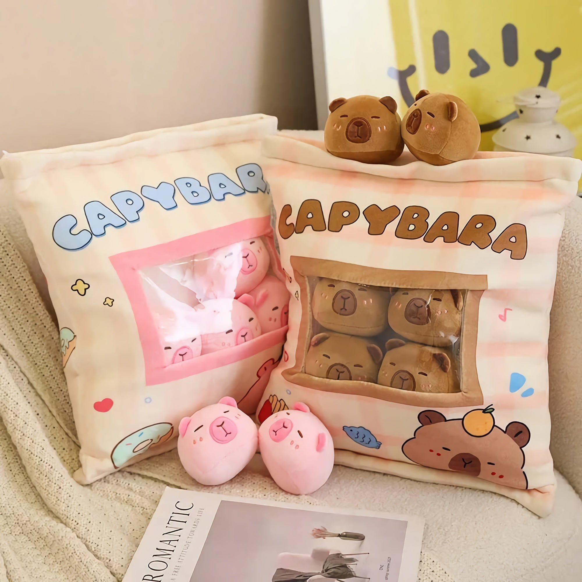 Capy Snack Buddies Peekaboo Plush Set - Hops and Pops - Cute - Plushies - Kawaii - Shape: Rectangular