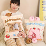 Capy Snack Buddies Peekaboo Plush Set - Hops and Pops - Cute - Plushies - Kawaii - Pink - Brown