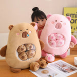 Capy Snuggle Bag Peekaboo Plush Set - Hops and Pops - Cute - Plushies - Kawaii - Capybara Plush - Pink - Brown