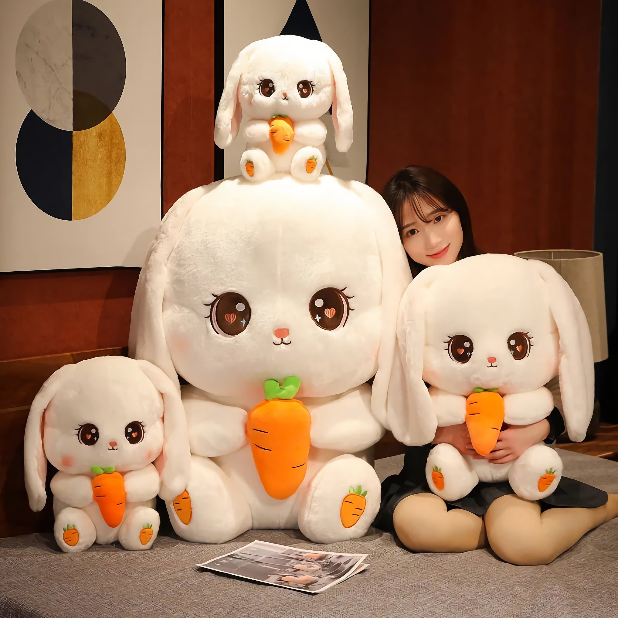 Carrot Cuddle Bunny Plush - Hops and Pops - Cute - Plushies - Kawaii - Rabbit Plush - Stuffed Animals