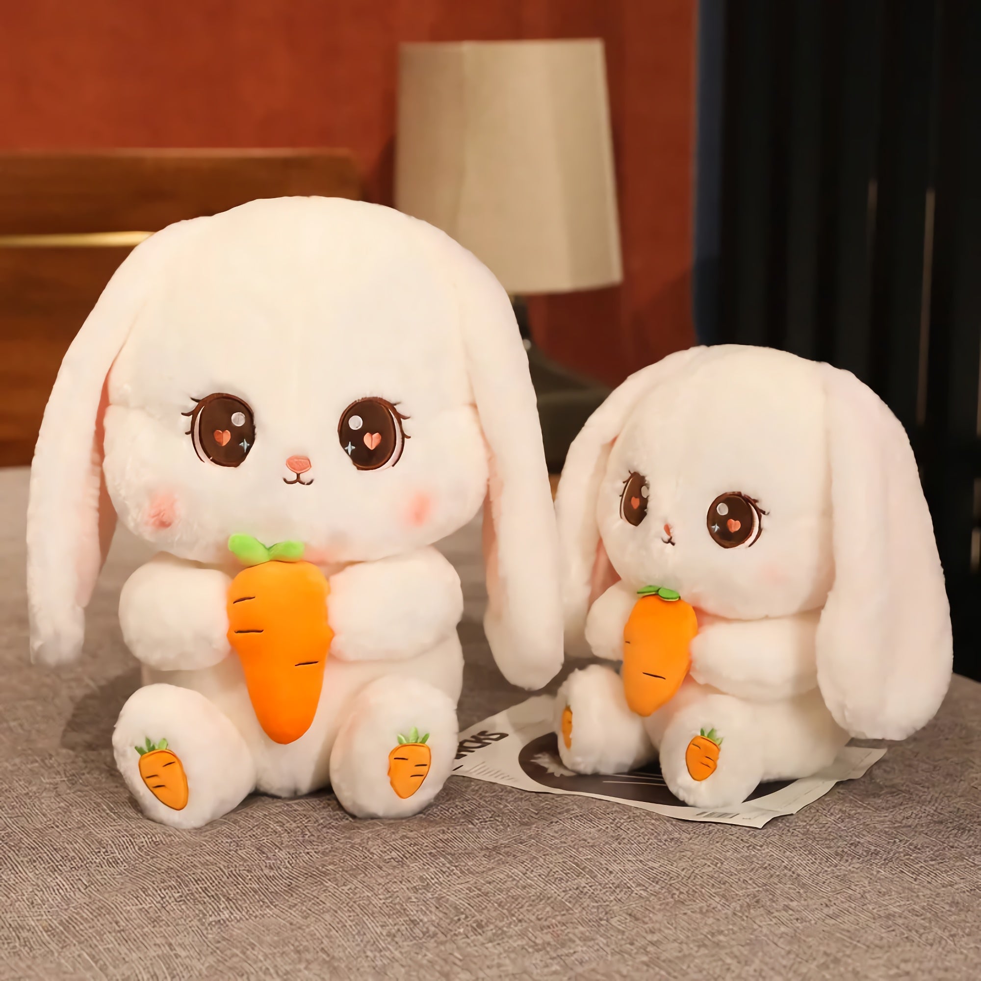 Carrot Cuddle Bunny Plush - Hops and Pops - Cute - Plushies - Kawaii - Rabbit Plush - Stuffed Animals