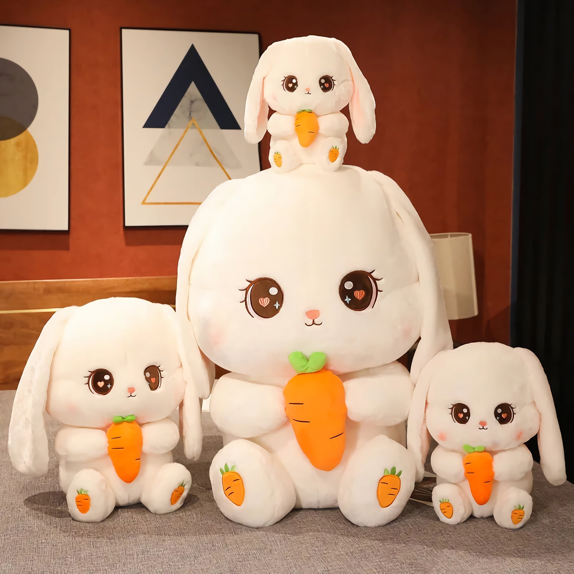 Carrot Cuddle Bunny Plush - Hops and Pops - Cute - Plushies - Kawaii - Rabbit Plush - Stuffed Animals