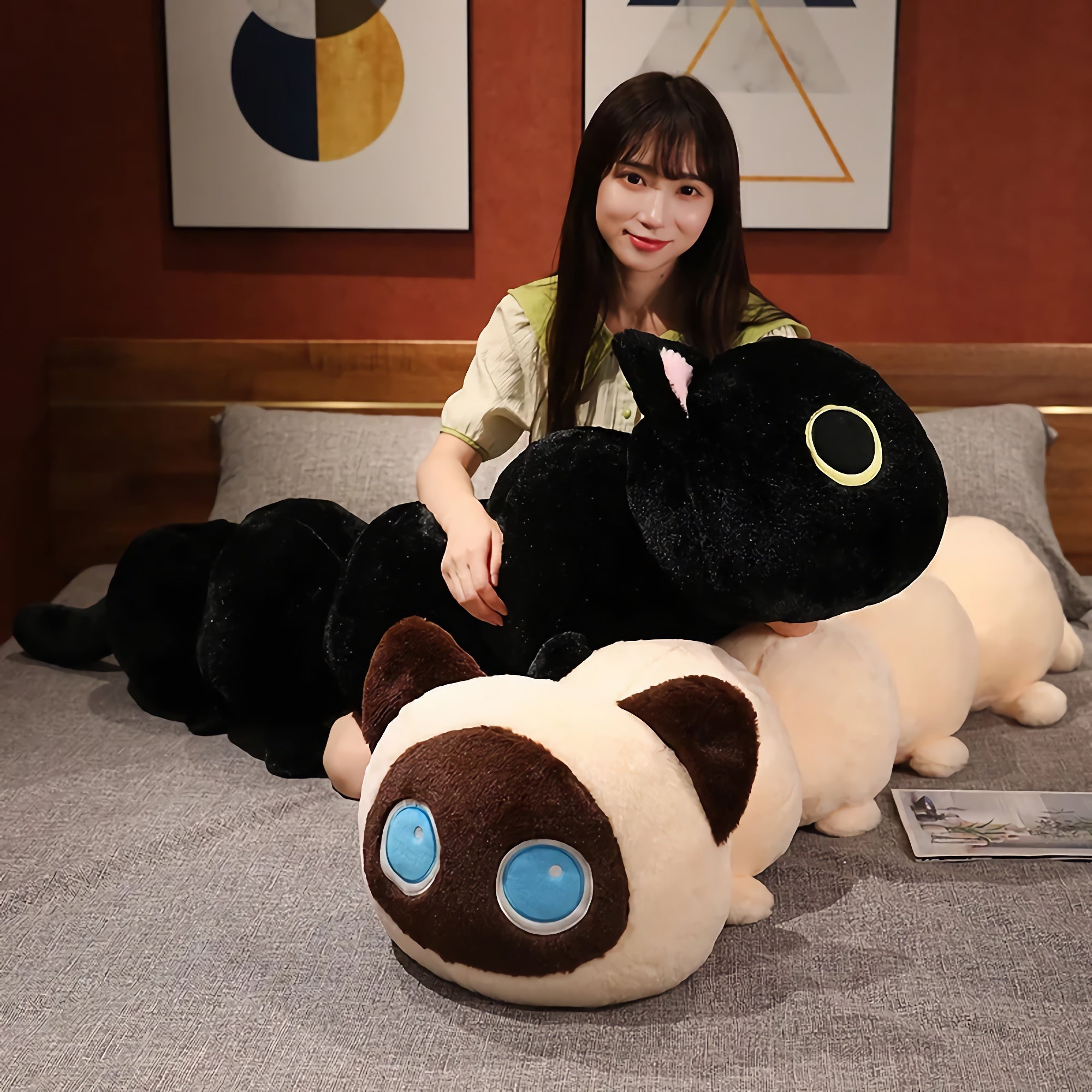 Caterpurr Cats - The Adorably Long Cat Plushies - Hops and Pops - Cute - Plushies - Kawaii - Cat Plush - Stuffed Animals