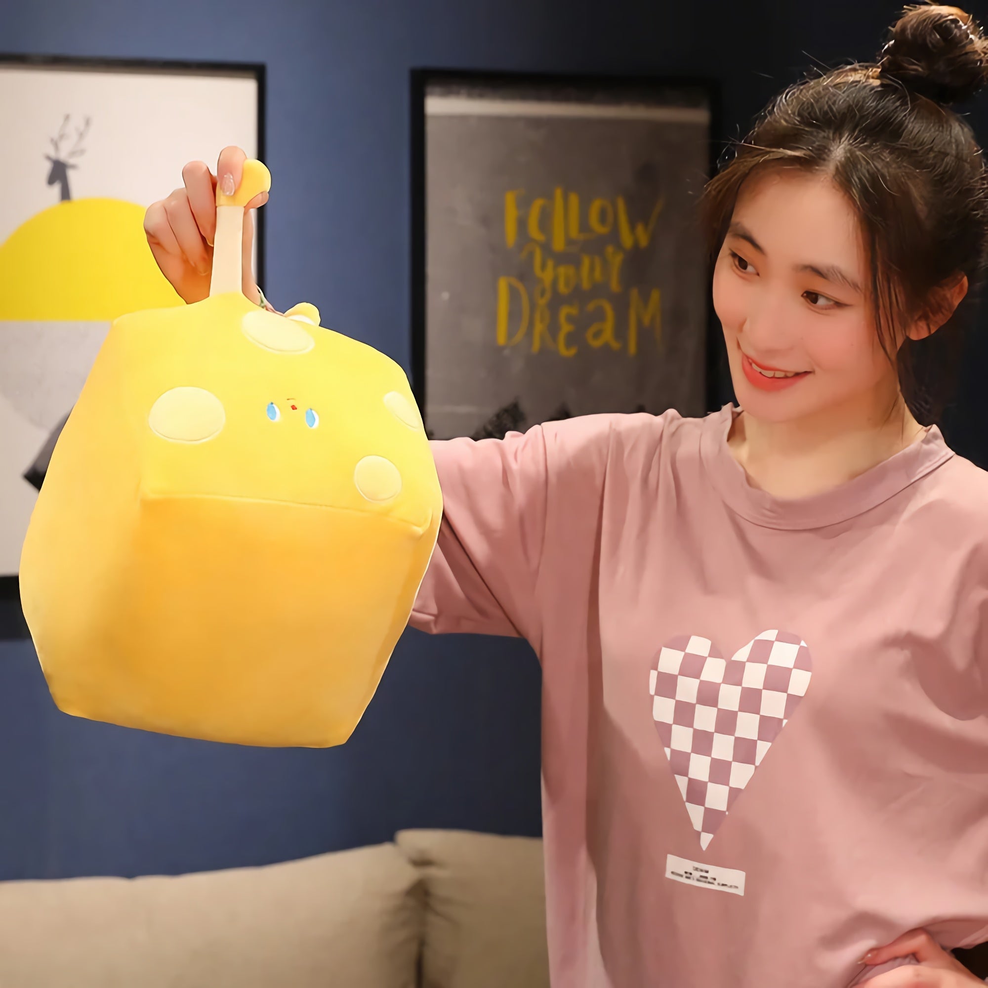 Cheddar Chonk - The Cheese Cube Plush with Legs! - Hops and Pops - Cute - Plushies - Kawaii - Stuffed Animals