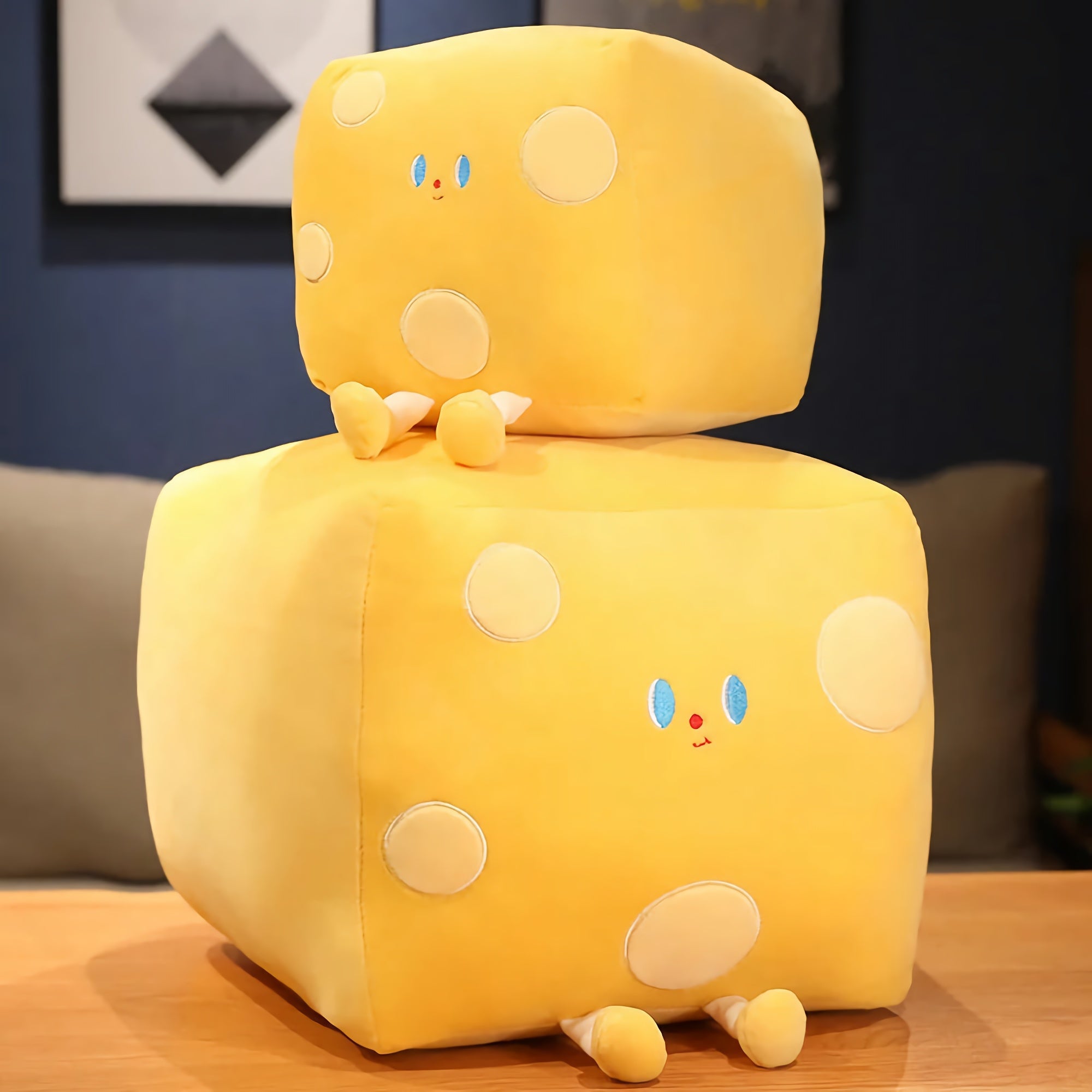 Cheddar Chonk - The Cheese Cube Plush with Legs! - Hops and Pops - Cute - Plushies - Kawaii - Stuffed Animals