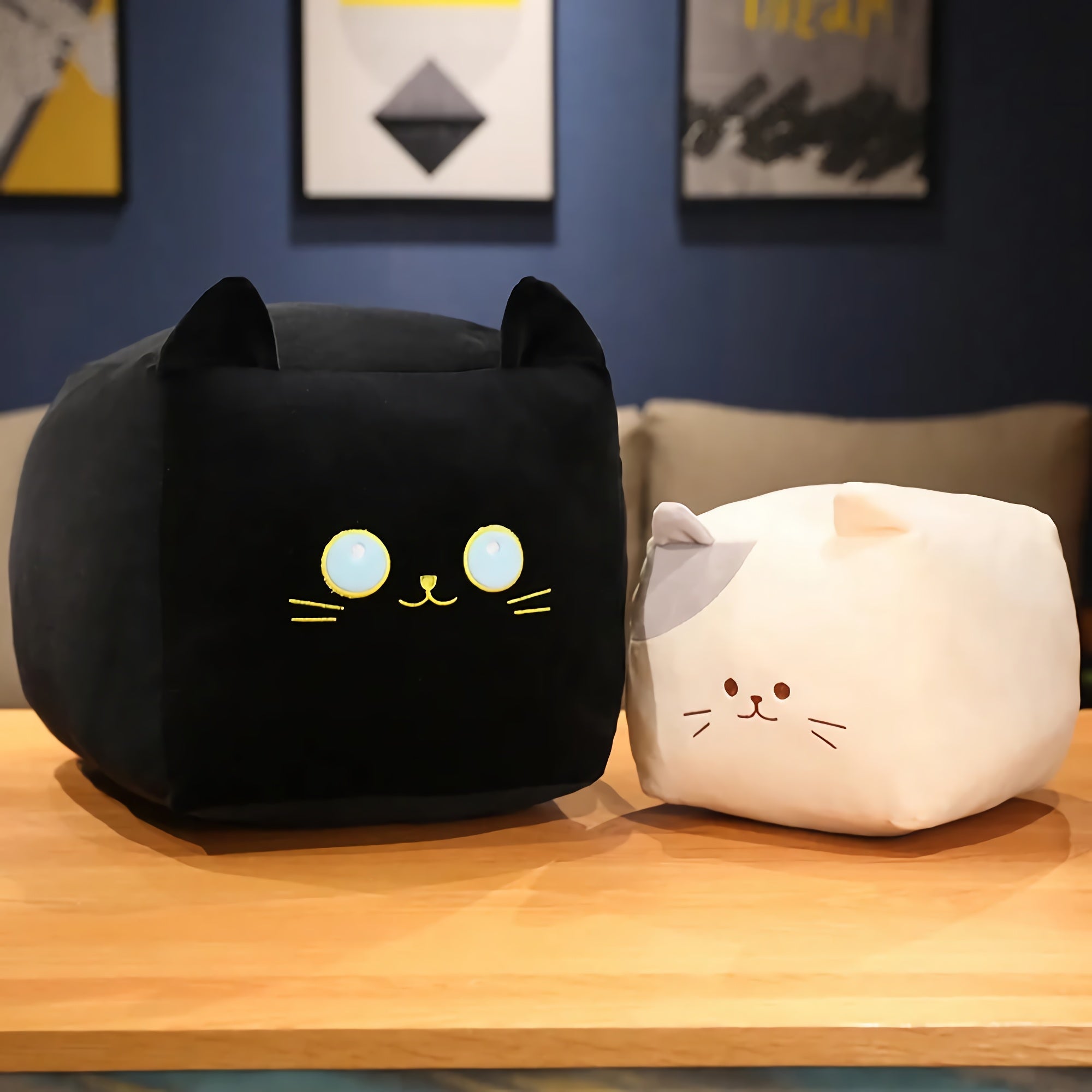 Chonk Cube Cats - Squishy Square Plush Pillows - Hops and Pops - Cute - Plushies - Kawaii - Cat Plush - Stuffed Animals