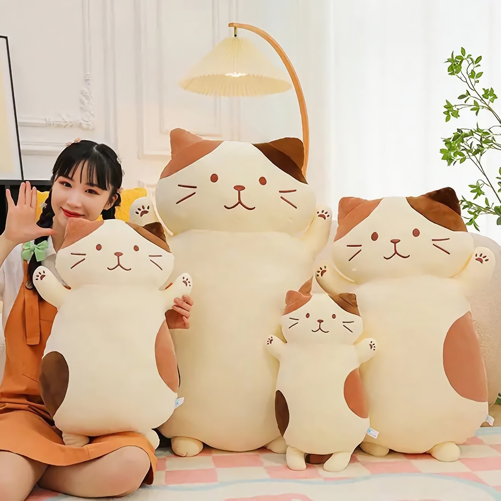 Chonky Belly Cat Looong Plushie - Hops and Pops - Cute - Plushies - Kawaii - Cat Plush - Pet Animals Plush