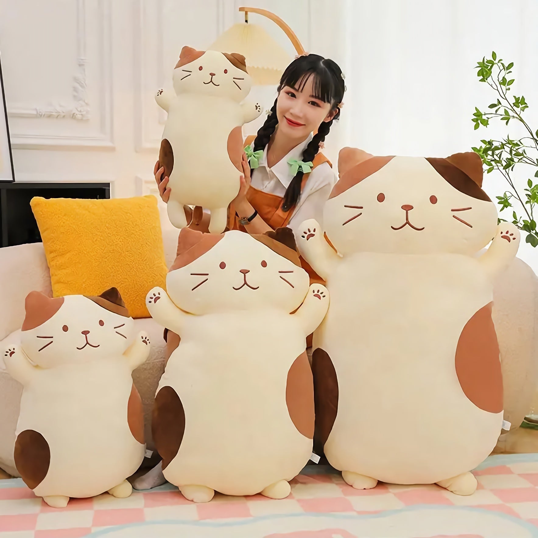 Chonky Belly Cat Looong Plushie - Hops and Pops - Cute - Plushies - Kawaii - Cat Plush - Stuffed Animals