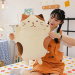 Chonky Belly Cat Looong Plushie - Hops and Pops - Cute - Plushies - Kawaii - Cat Plush - Beige - White