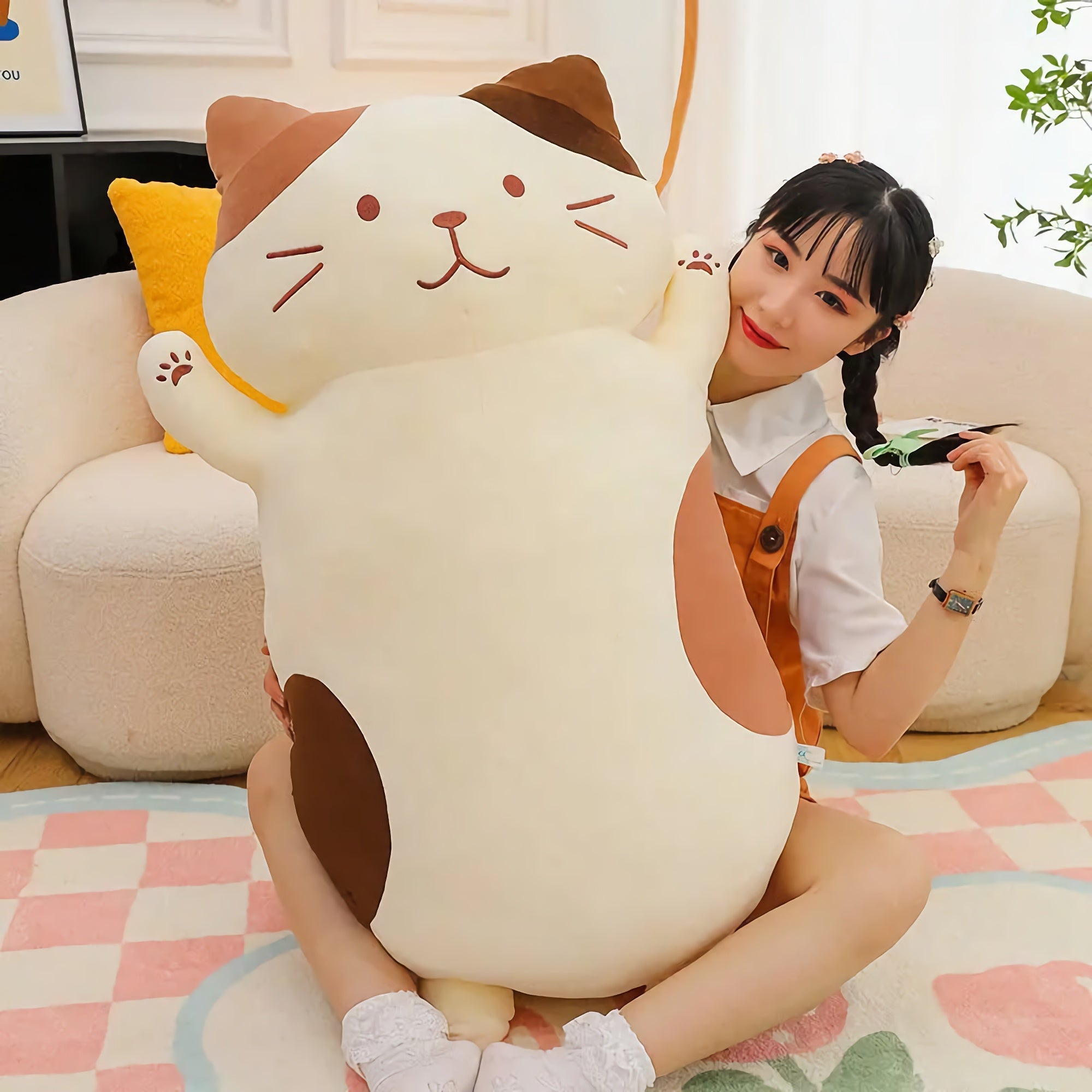 Chonky Belly Cat Looong Plushie - Hops and Pops - Cute - Plushies - Kawaii - Cat Plush - Stuffed Animals