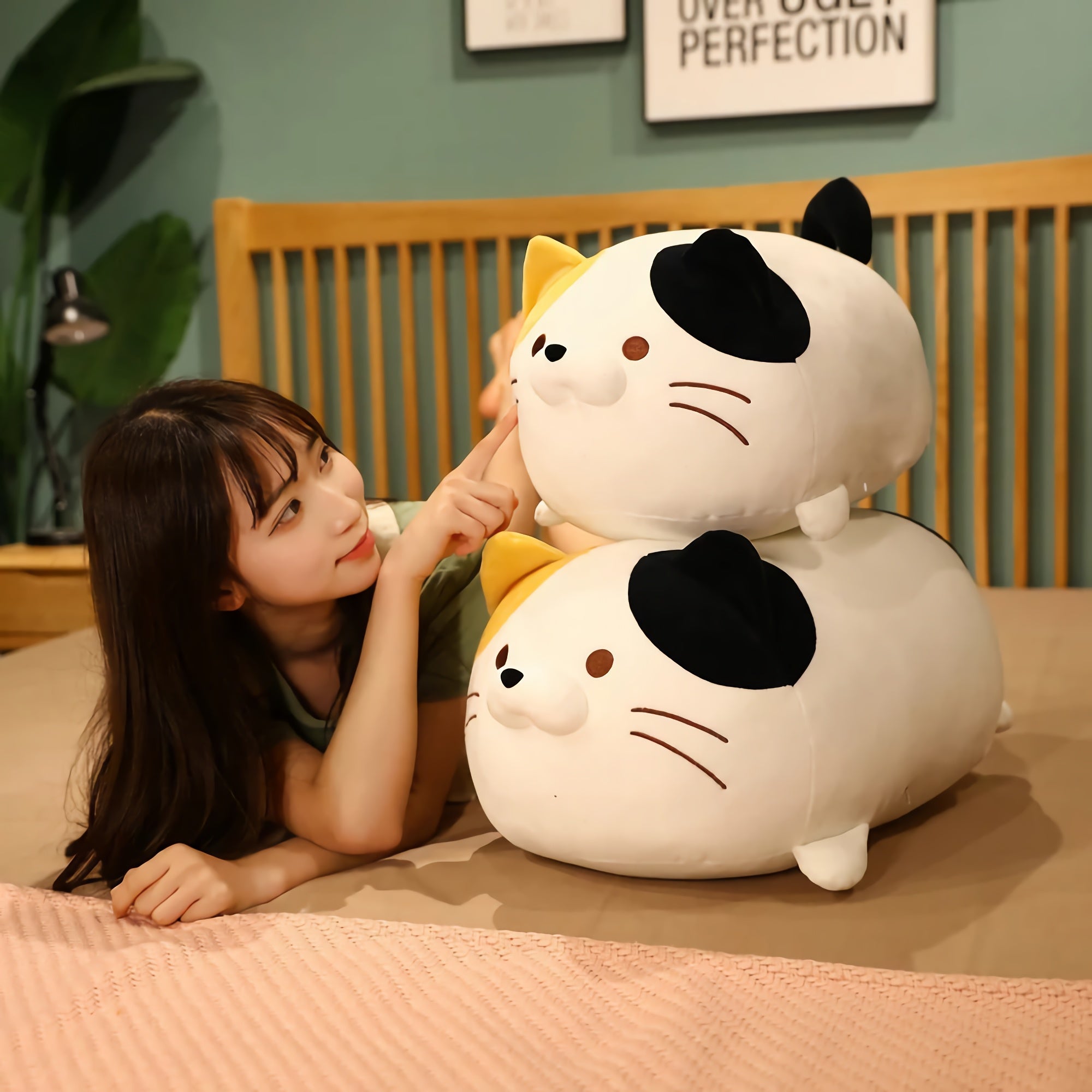 Chubby Cat Cuddle Plush - Hops and Pops - Cute - Plushies - Kawaii - Cat Plush - Stuffed Animals