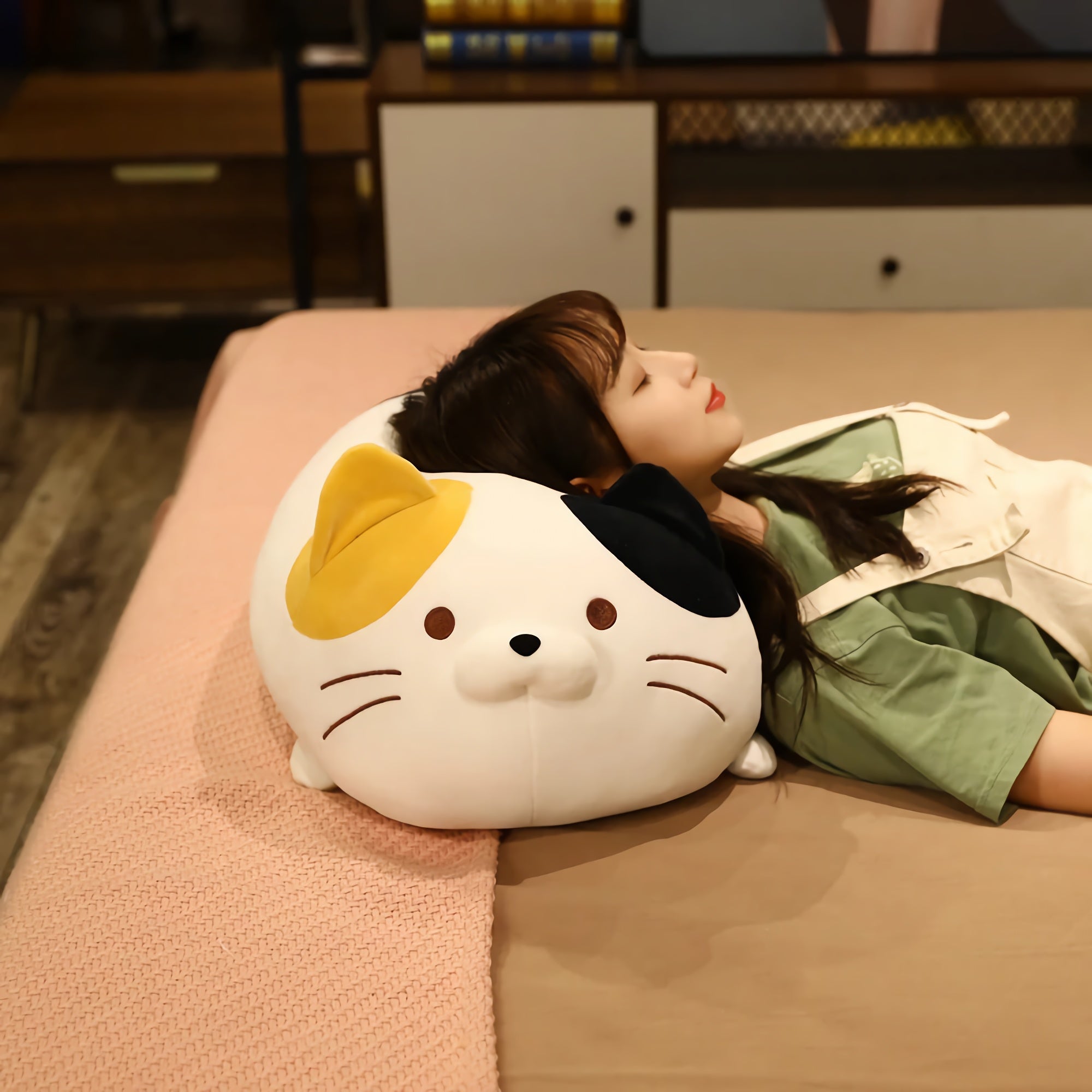 Chubby Cat Cuddle Plush - Hops and Pops - Cute - Plushies - Kawaii - Cat Plush - Sitting Plush