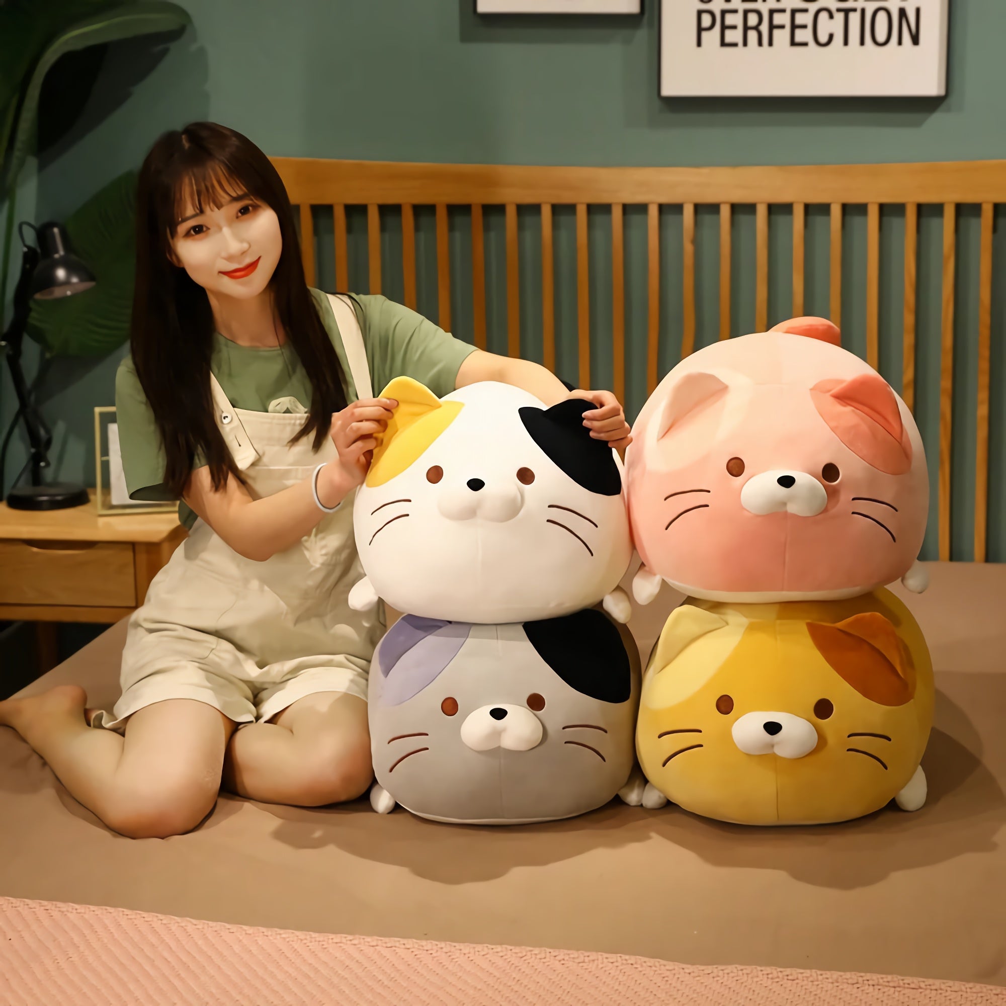 Chubby Cat Cuddle Plush - Hops and Pops - Cute - Plushies - Kawaii - Cat Plush - Size: Regular