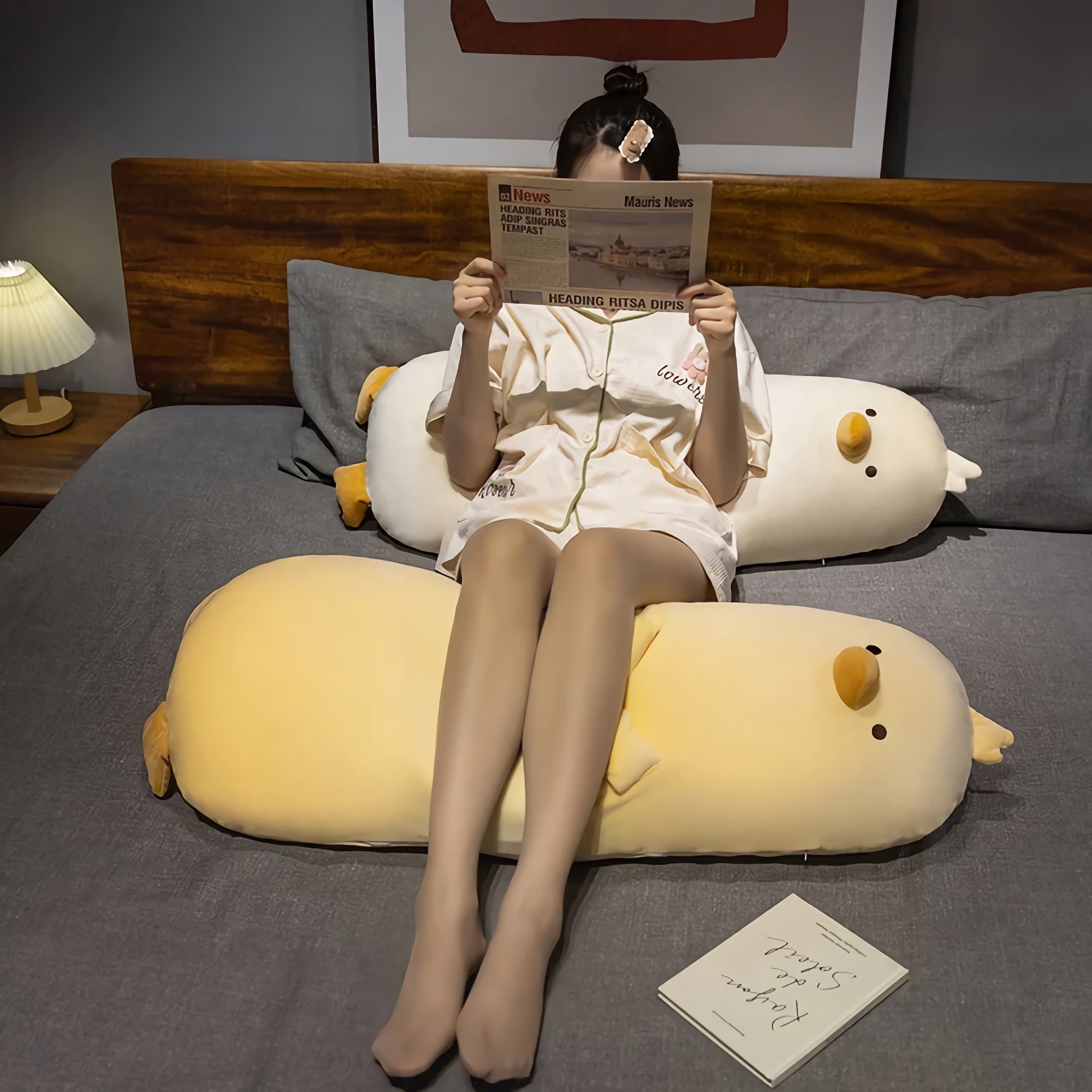 Chubby Huggable Duck Plushie - Hops and Pops - Cute - Plushies - Kawaii - Duck Plush - Stuffed Animals