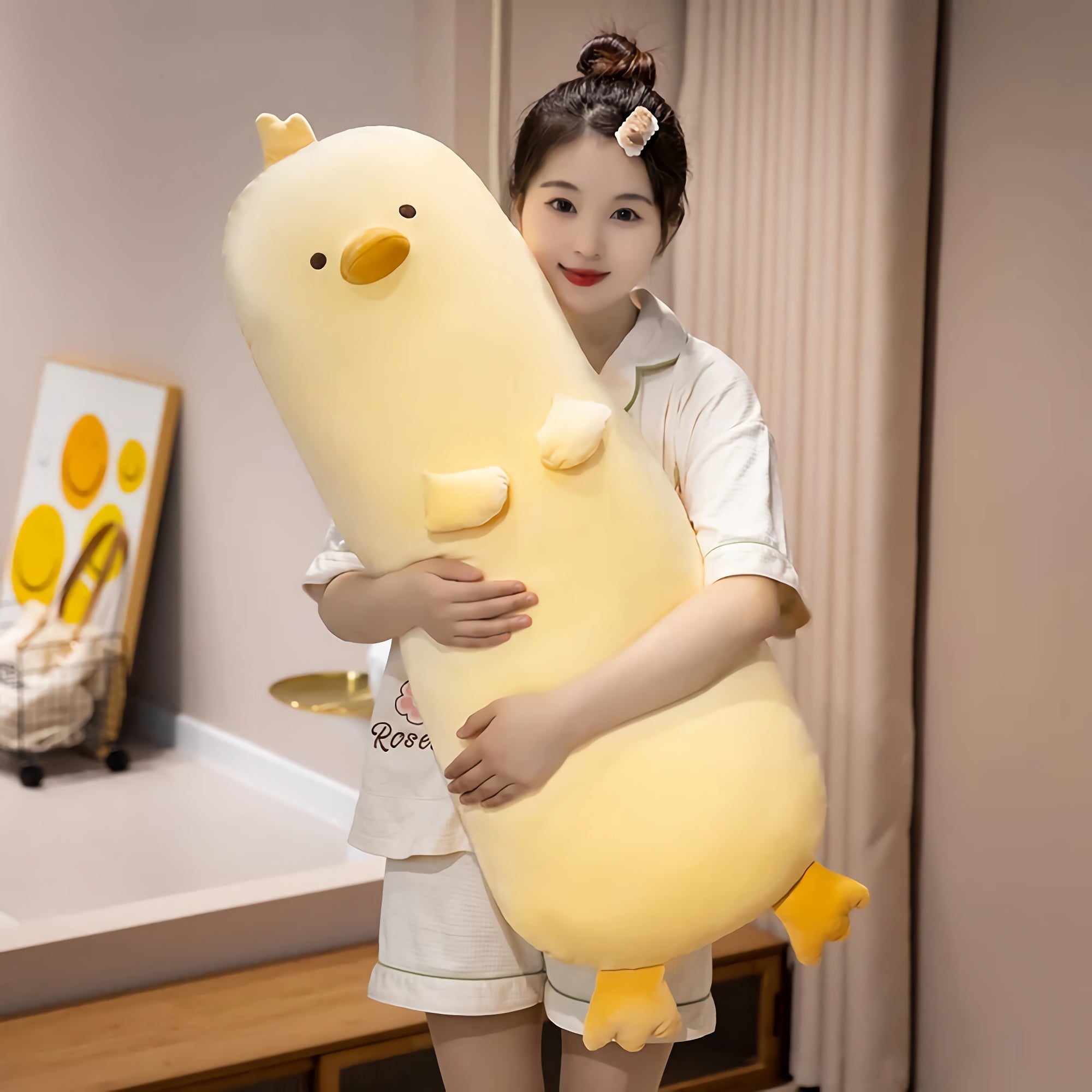 Chubby Huggable Duck Plushie - Hops and Pops - Cute - Plushies - Kawaii - Duck Plush - Theme: Kawaii/Cute