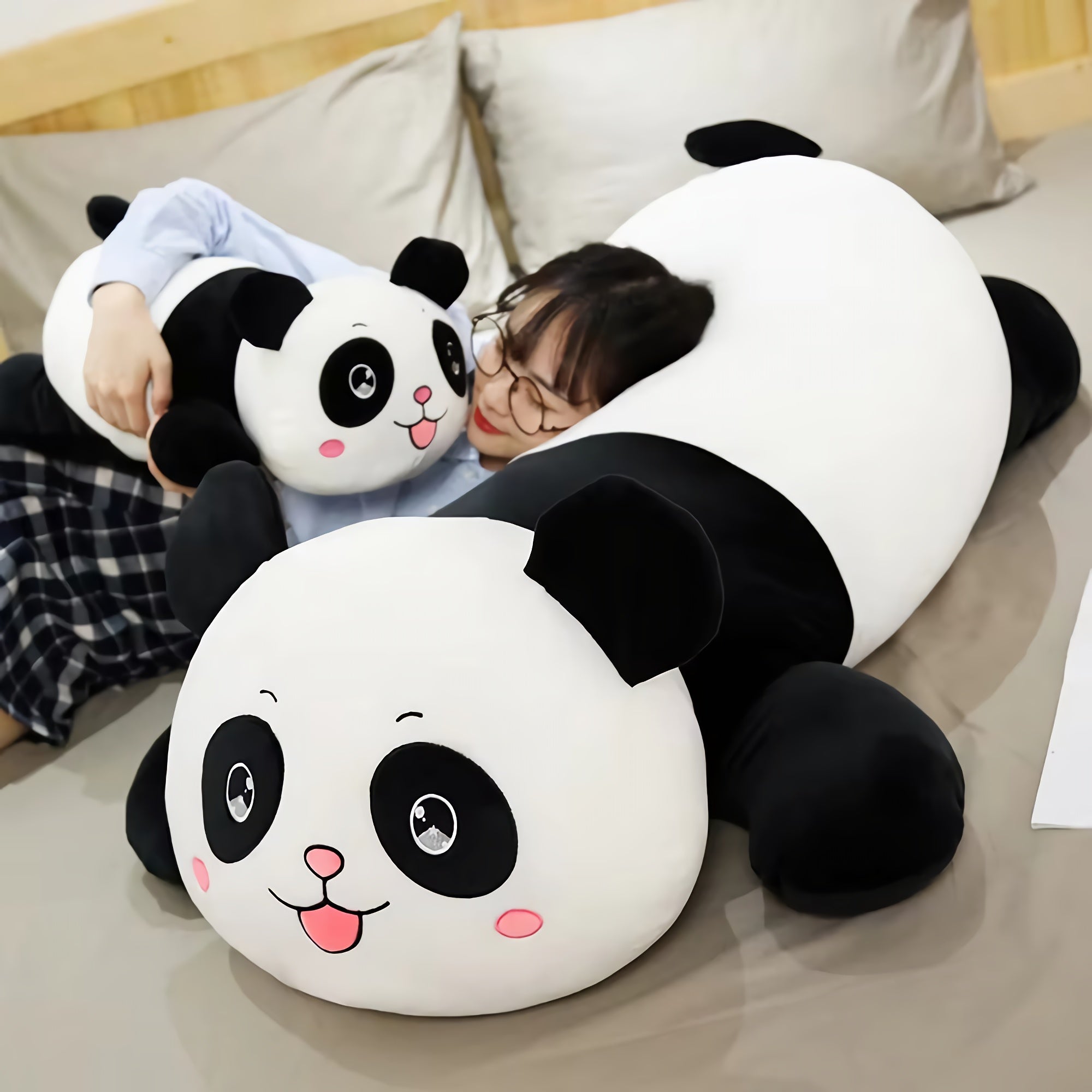 Chubby Roll Panda Plush - Hops and Pops - Cute - Plushies - Kawaii - Panda Plush - Stuffed Animals