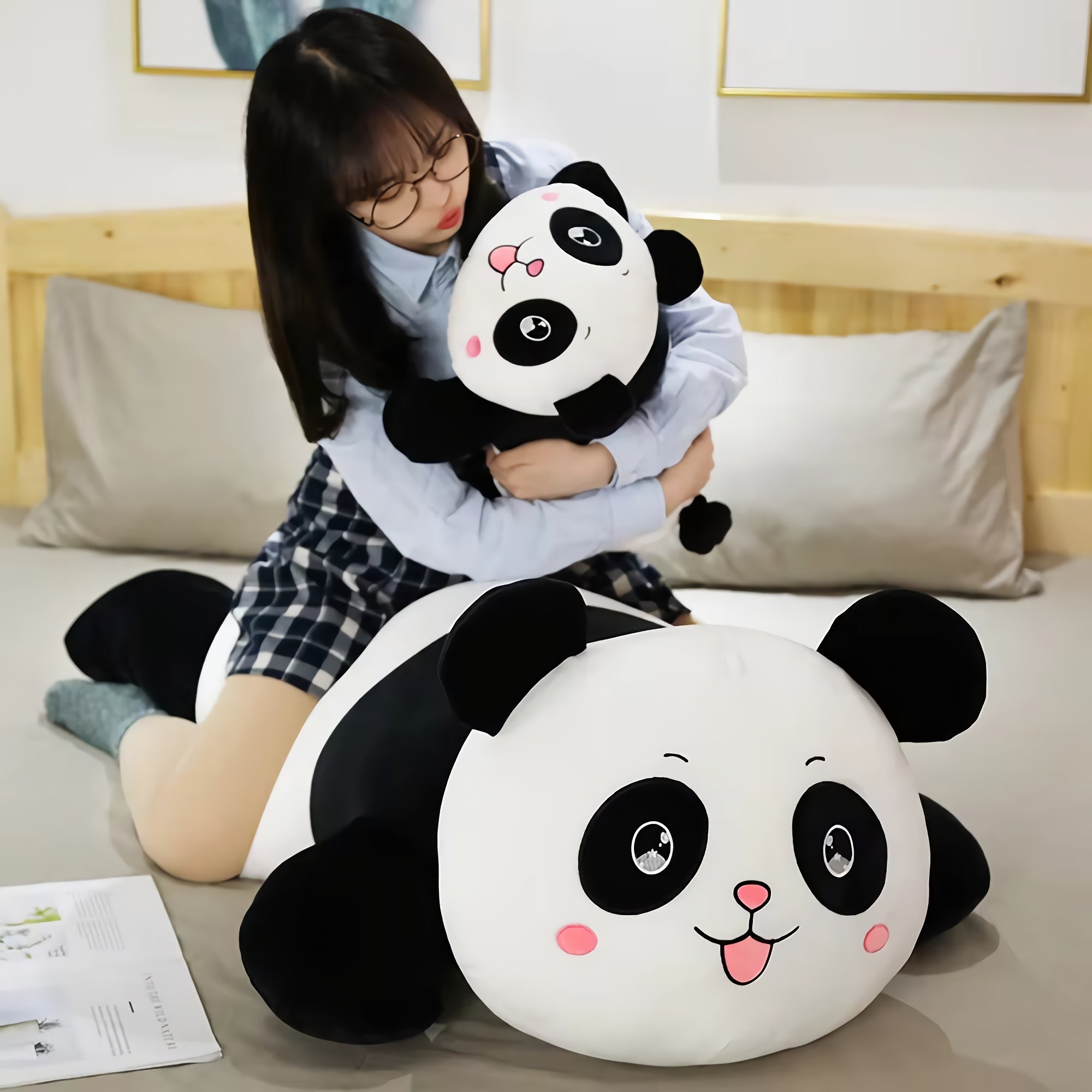 Chubby Roll Panda Plush - Hops and Pops - Cute - Plushies - Kawaii - Panda Plush - Stuffed Animals