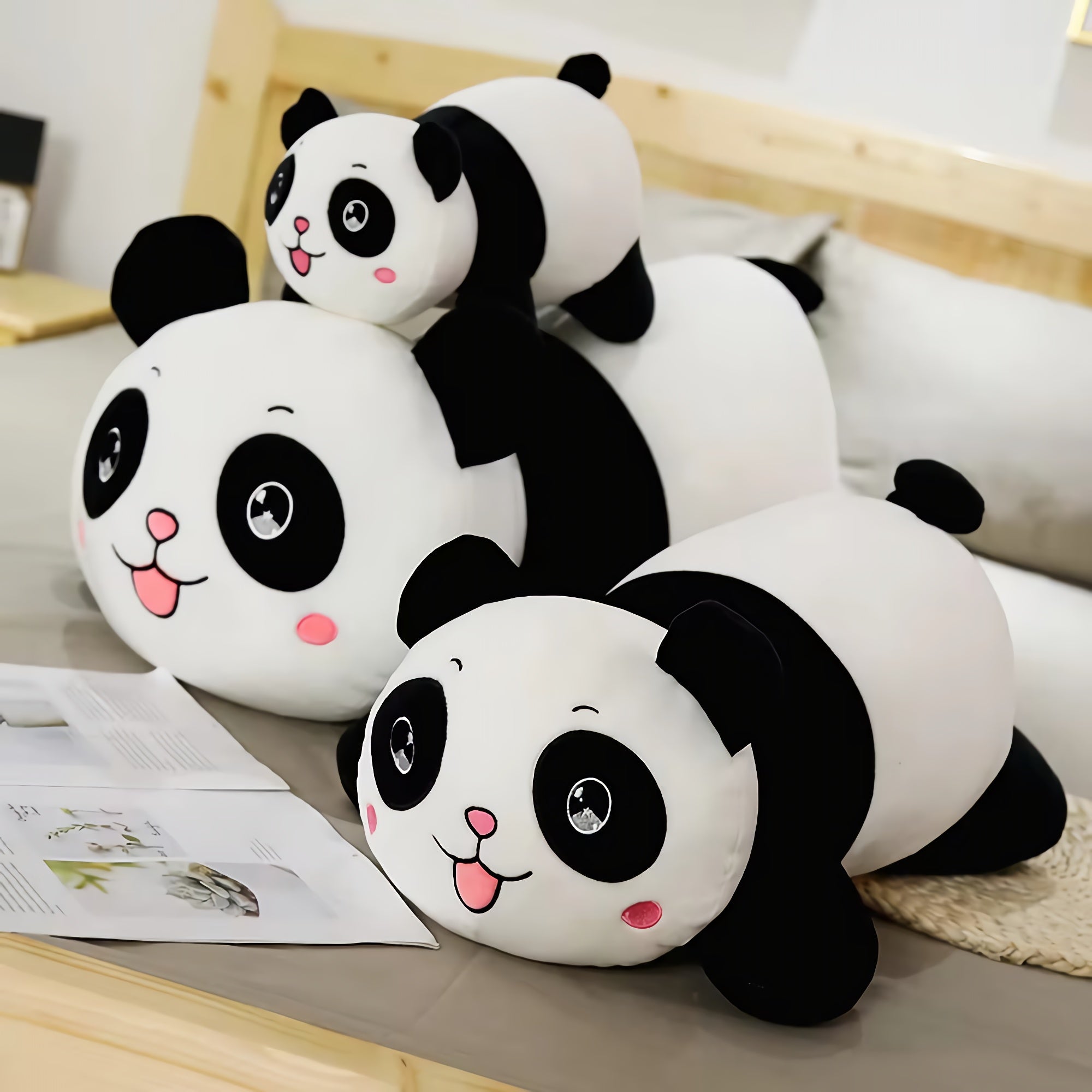 Chubby Roll Panda Plush - Hops and Pops - Cute - Plushies - Kawaii - Panda Plush - Stuffed Animals