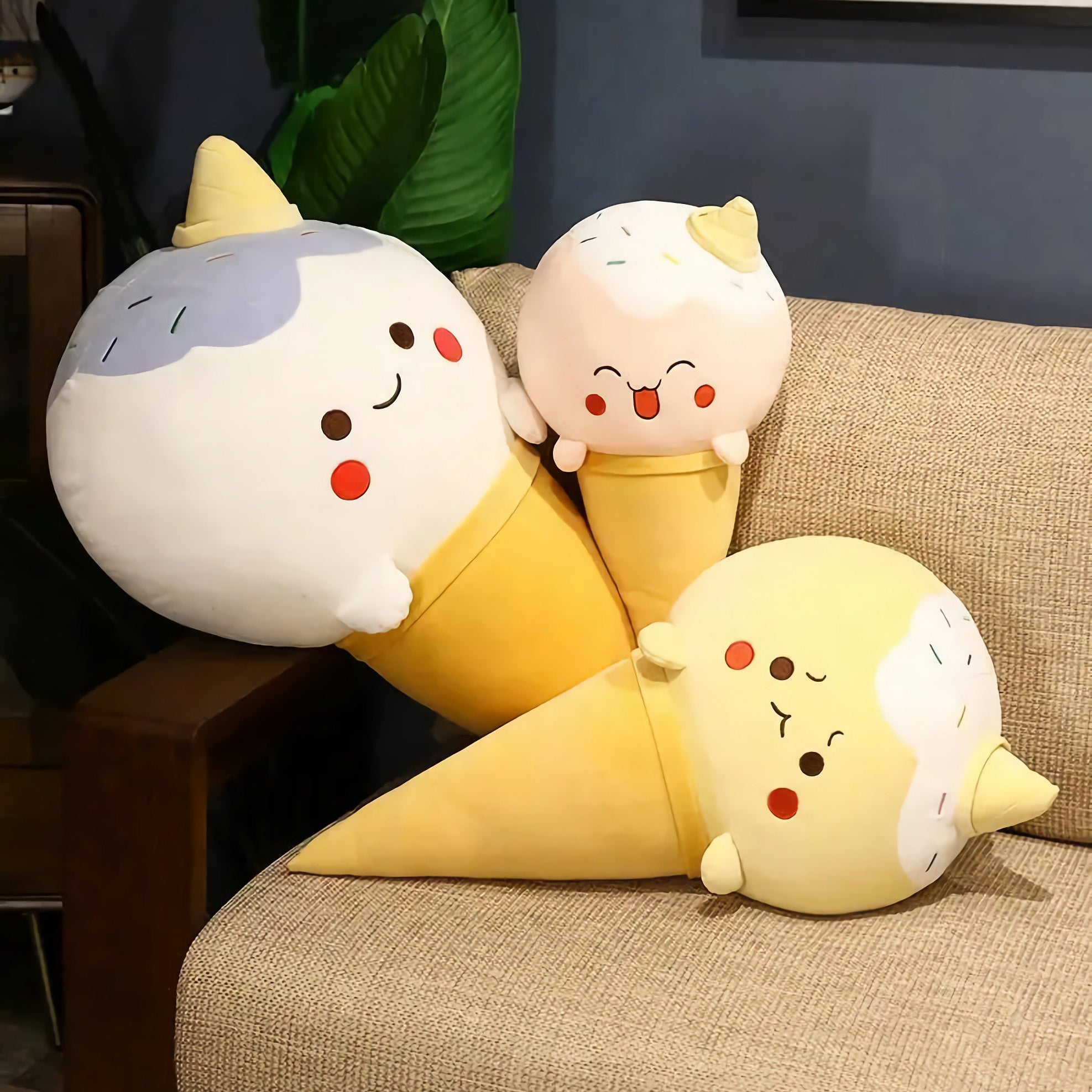 Cone Cuties, Kawaii Ice Cream Plush Cushions - Hops and Pops - Cute - Plushies - Kawaii - Sweets Plush - Stuffed Animals