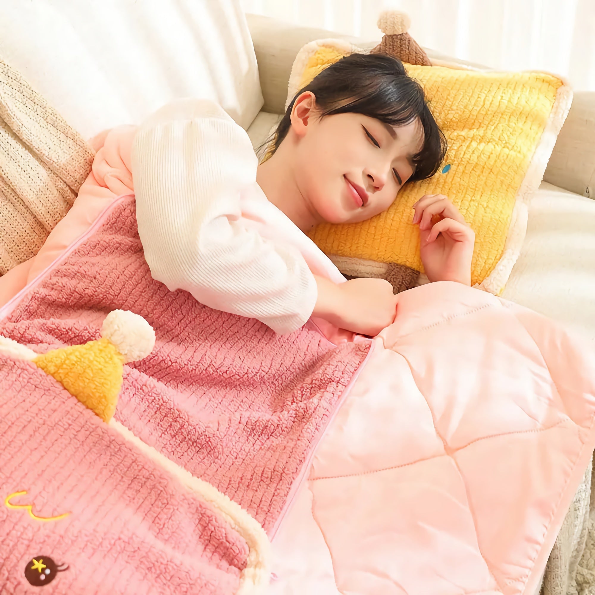 Cozy Hug Pocket Blanket Set - Hops and Pops - Cute - Plushies - Kawaii - Emojis Plush - Stuffed Animals