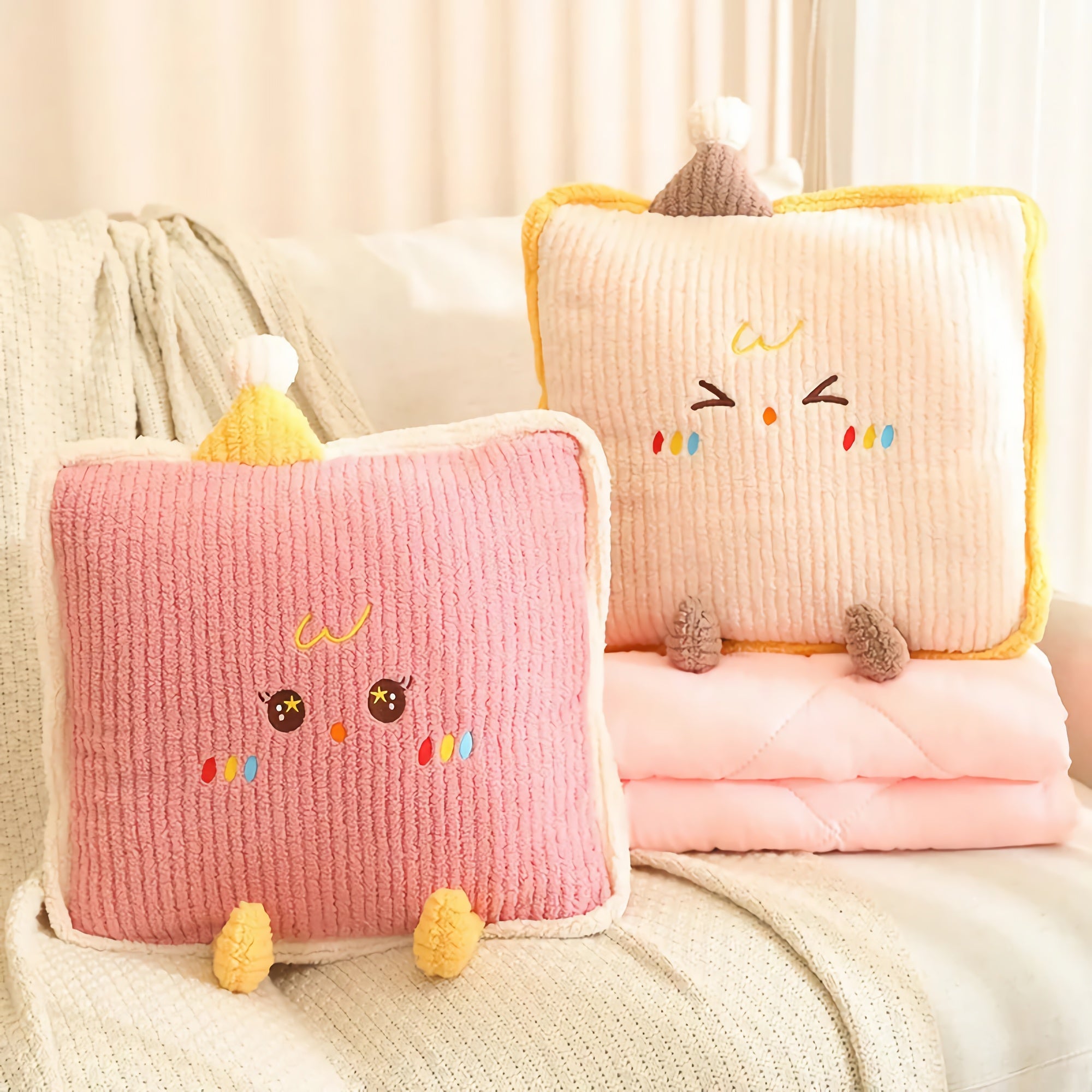 Cozy Hug Pocket Blanket Set - Hops and Pops - Cute - Plushies - Kawaii - Emojis Plush - Shape: Square