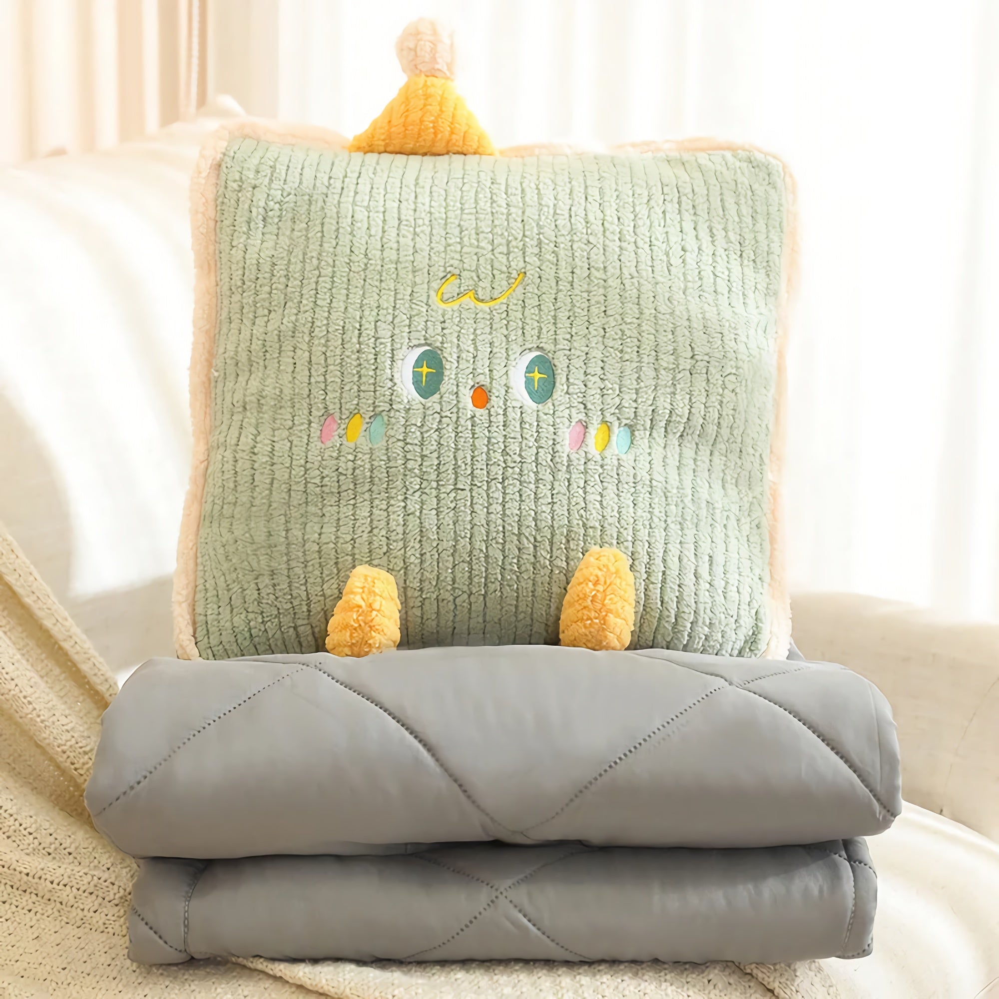 Cozy Hug Pocket Blanket Set - Hops and Pops - Cute - Plushies - Kawaii - Emojis Plush - Stuffed Animals