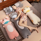 Cozy Scarf Cat Buddy Looong Plushie - Hops and Pops - Cute - Plushies - Kawaii - Cat Plush - Pink - White - Gray