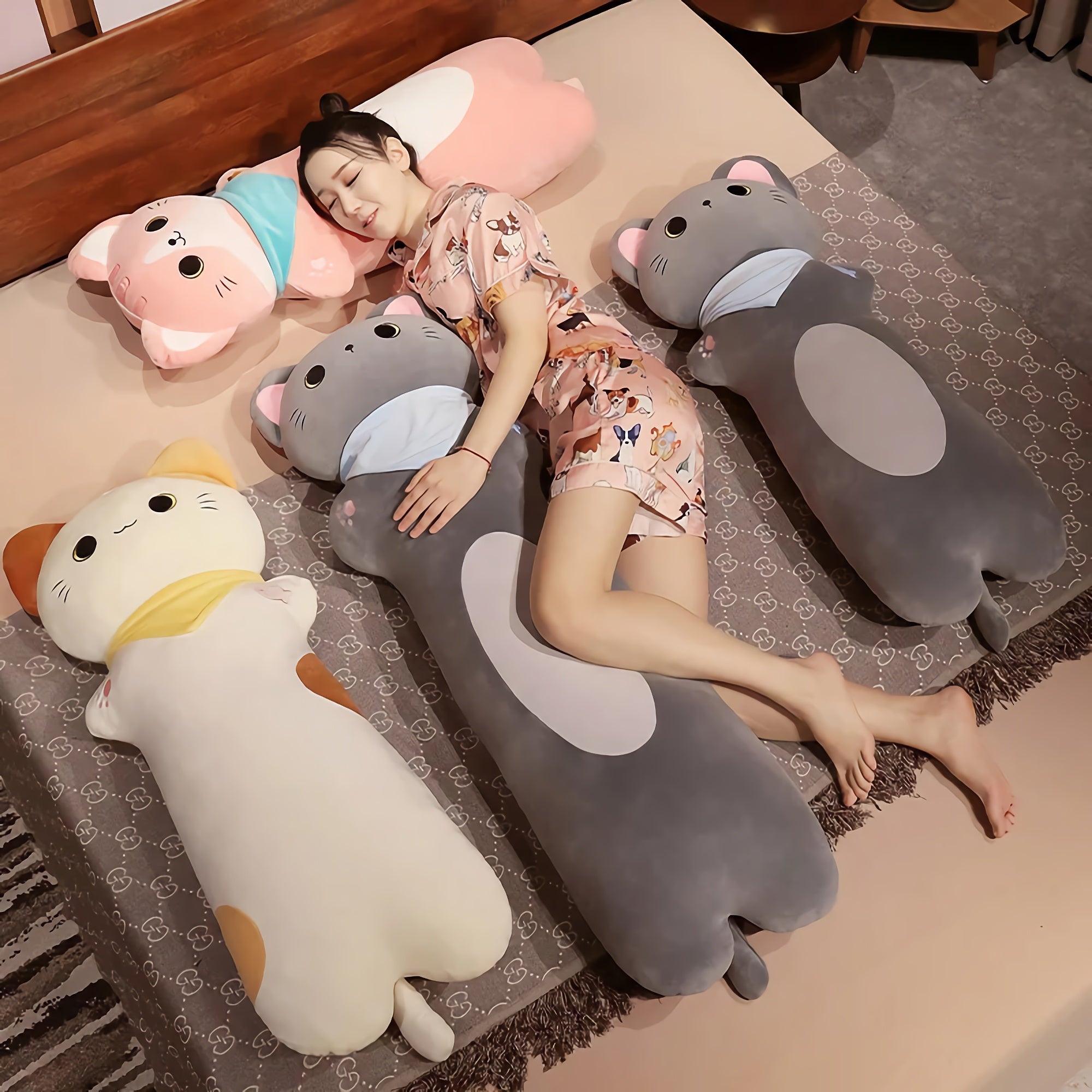 Cozy Scarf Cat Buddy Looong Plushie - Hops and Pops - Cute - Plushies - Kawaii - Cat Plush - Happy Plush