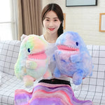 CozyChomp Dino Fluffy Blanket Plush Set - Hops and Pops - Cute - Plushies - Kawaii - Dinosaur Plush - Happy Plush