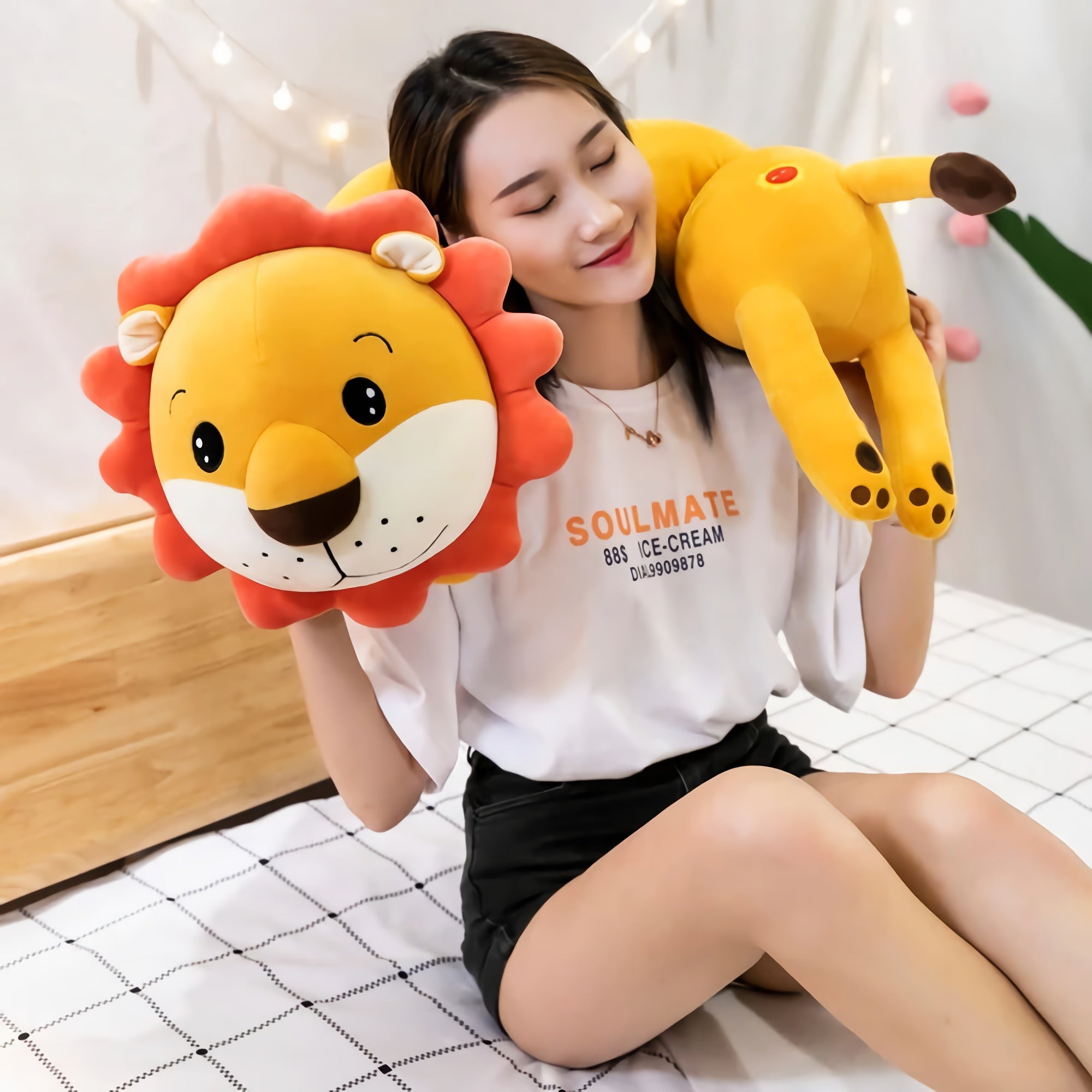 Cuddlepillar The Extra-Long Snuggle Friend - Hops and Pops - Cute - Plushies - Kawaii - Caterpillar Plush - Lion Plush - Dog Plush - Rabbit Plush - Purple - Orange - Black