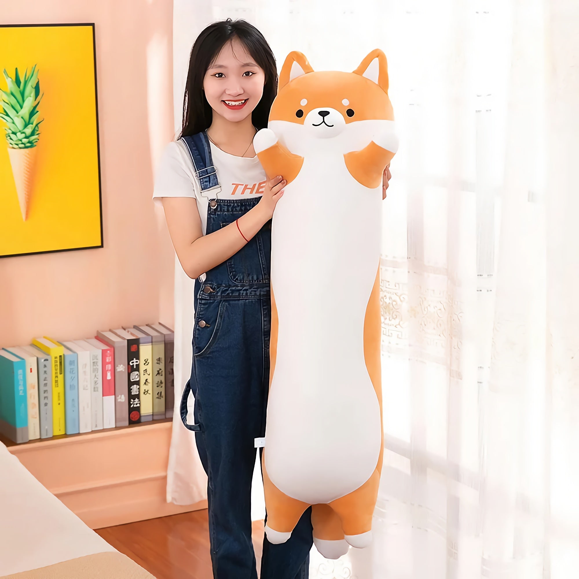 Cuddly Shiba Inu Looong Plushie - Hops and Pops - Cute - Plushies - Kawaii - Dog Plush - Standing Plush, Hands Up Plush