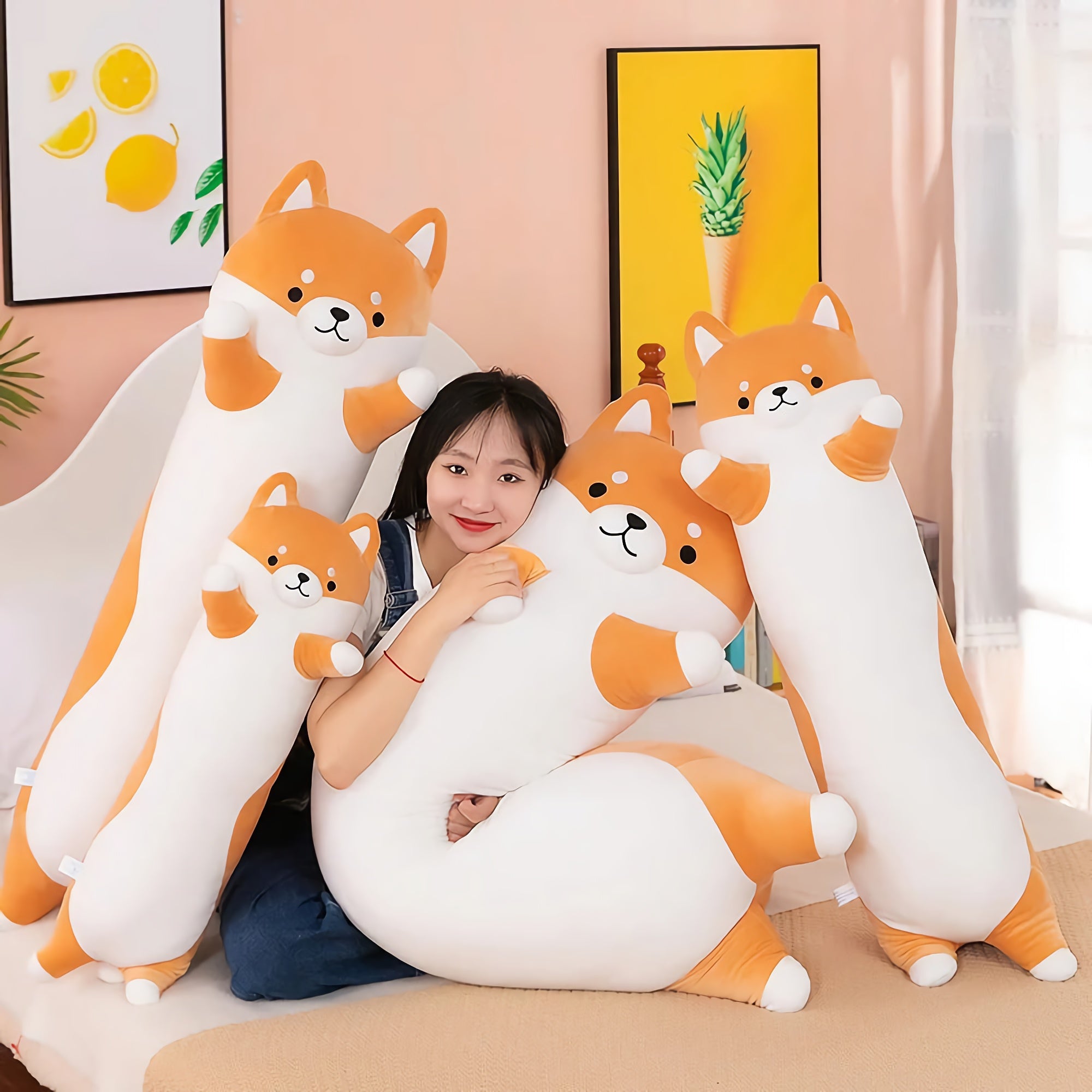 Cuddly Shiba Inu Looong Plushie - Hops and Pops - Cute - Plushies - Kawaii - Dog Plush - Stuffed Animals