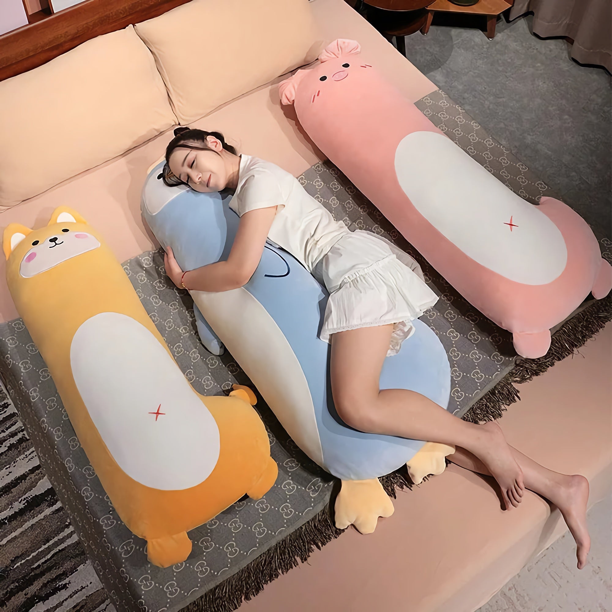 Curvy Cuddlers Twisty Plush Cuties - Hops and Pops - Cute - Plushies - Kawaii - Happy Plush, Blushing Plush