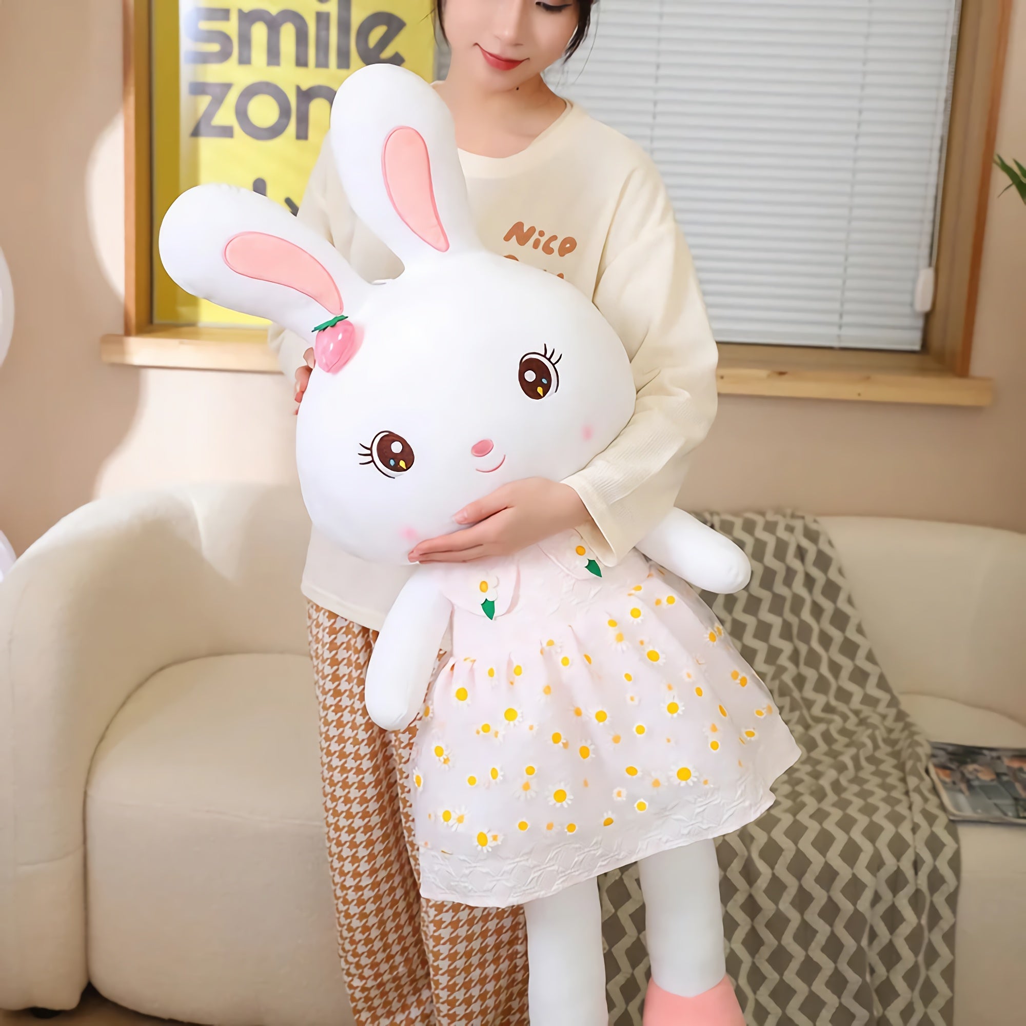 Daisy Dress Bunnies, Sweet Plush Rabbits in Floral Skirts - Hops and Pops - Cute - Plushies - Kawaii - Rabbit Plush - Stuffed Animals