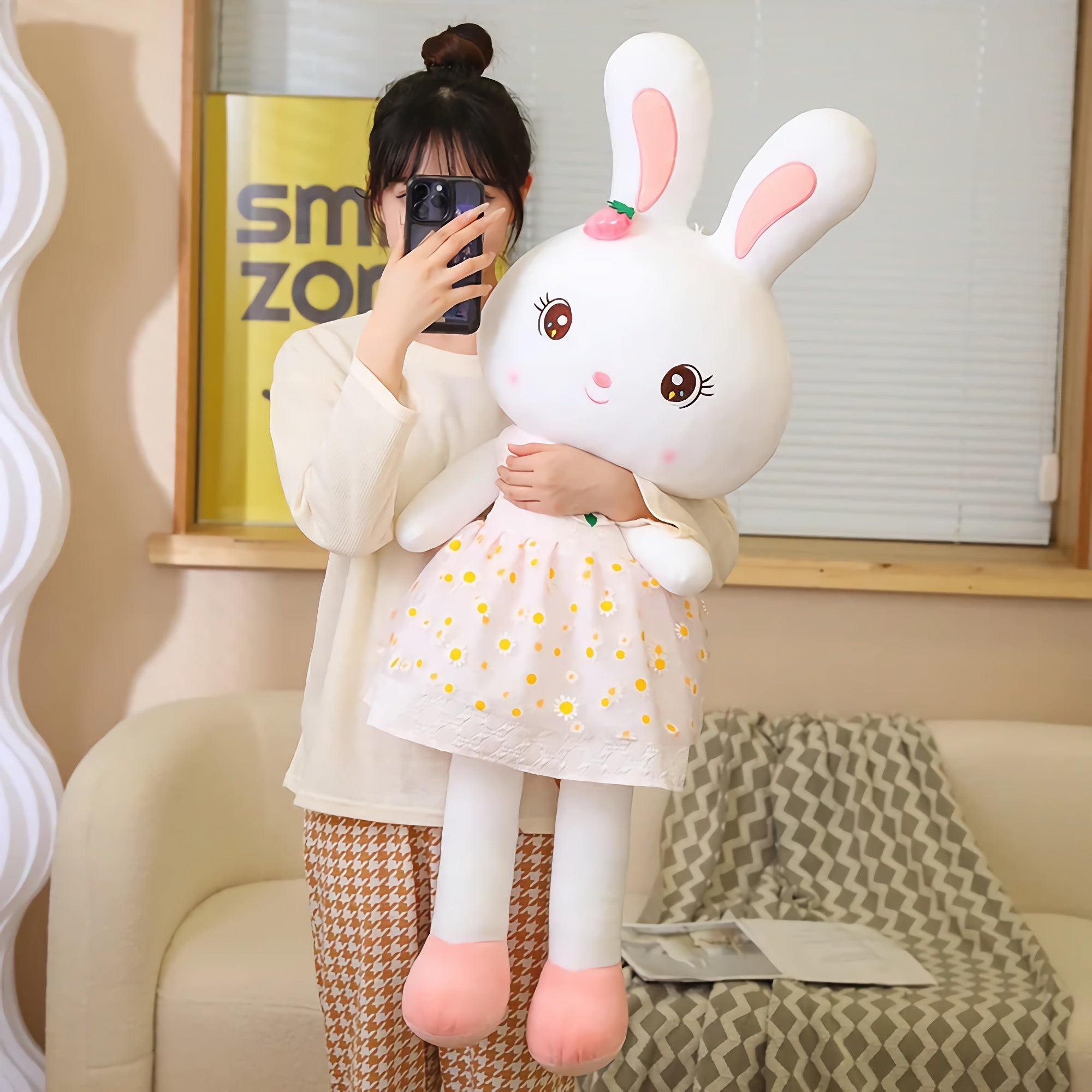 Daisy Dress Bunnies, Sweet Plush Rabbits in Floral Skirts - Hops and Pops - Cute - Plushies - Kawaii - Rabbit Plush - Stuffed Animals