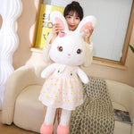 Daisy Dress Bunnies, Sweet Plush Rabbits in Floral Skirts - Hops and Pops - Cute - Plushies - Kawaii - Rabbit Plush - Features: Printed Patterns