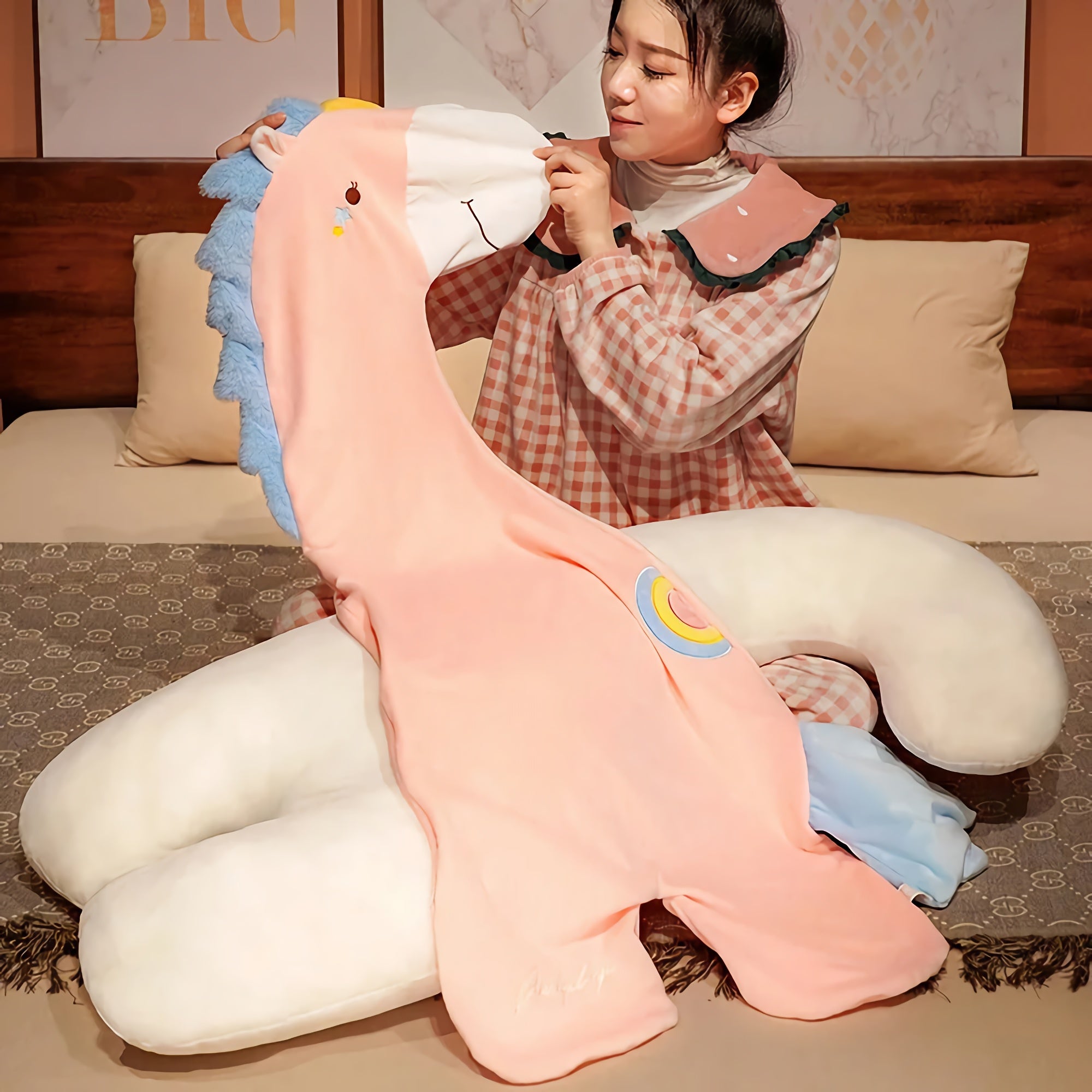 Dino & Friends Looong Plush Pillow - Hops and Pops - Cute - Plushies - Kawaii - Stuffed Animals