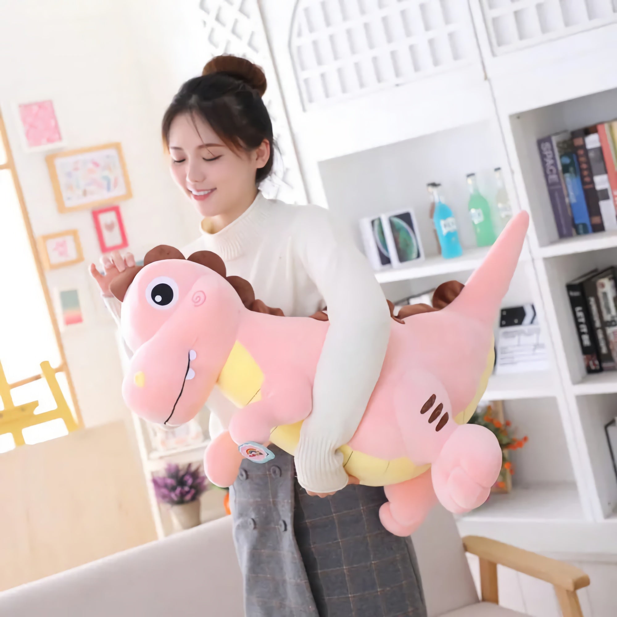 DorkyDino Adorable T-Rex Plushie - Hops and Pops - Cute - Plushies - Kawaii - Dinosaur Plush - Relaxed Plush