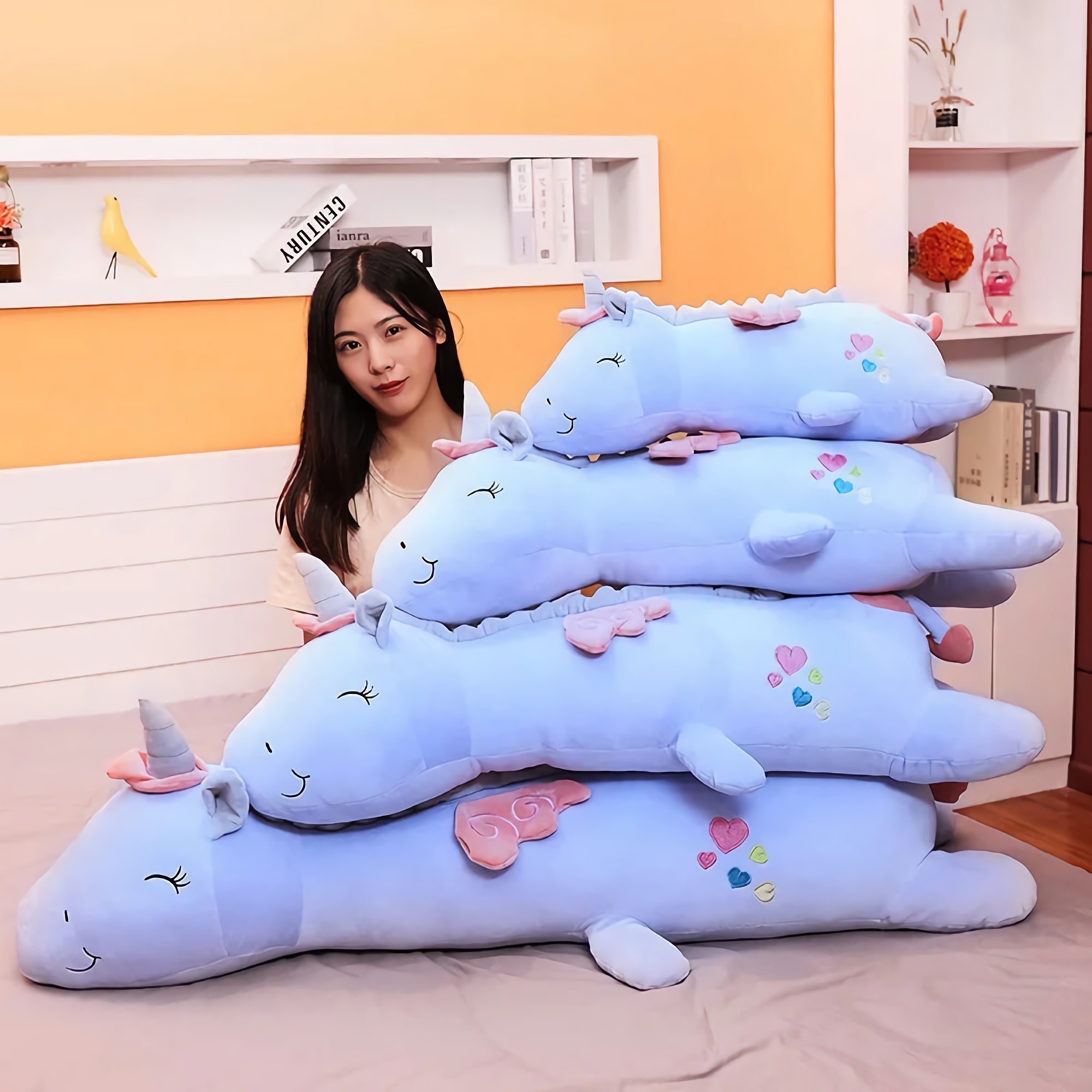 DreamWhirl Unicorns, Pastel Plush Pillow Companions - Hops and Pops - Cute - Plushies - Kawaii - Unicorn Plush - Accessories: Wings & Horns