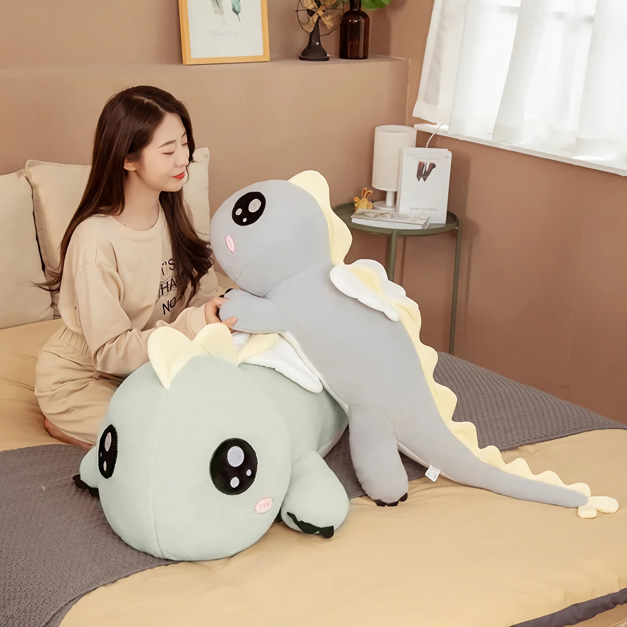 Dreamy Dino Long Hug Plushie - Hops and Pops - Cute - Plushies - Kawaii - Dinosaur Plush - Fantasy & Mythical Creatures Plush
