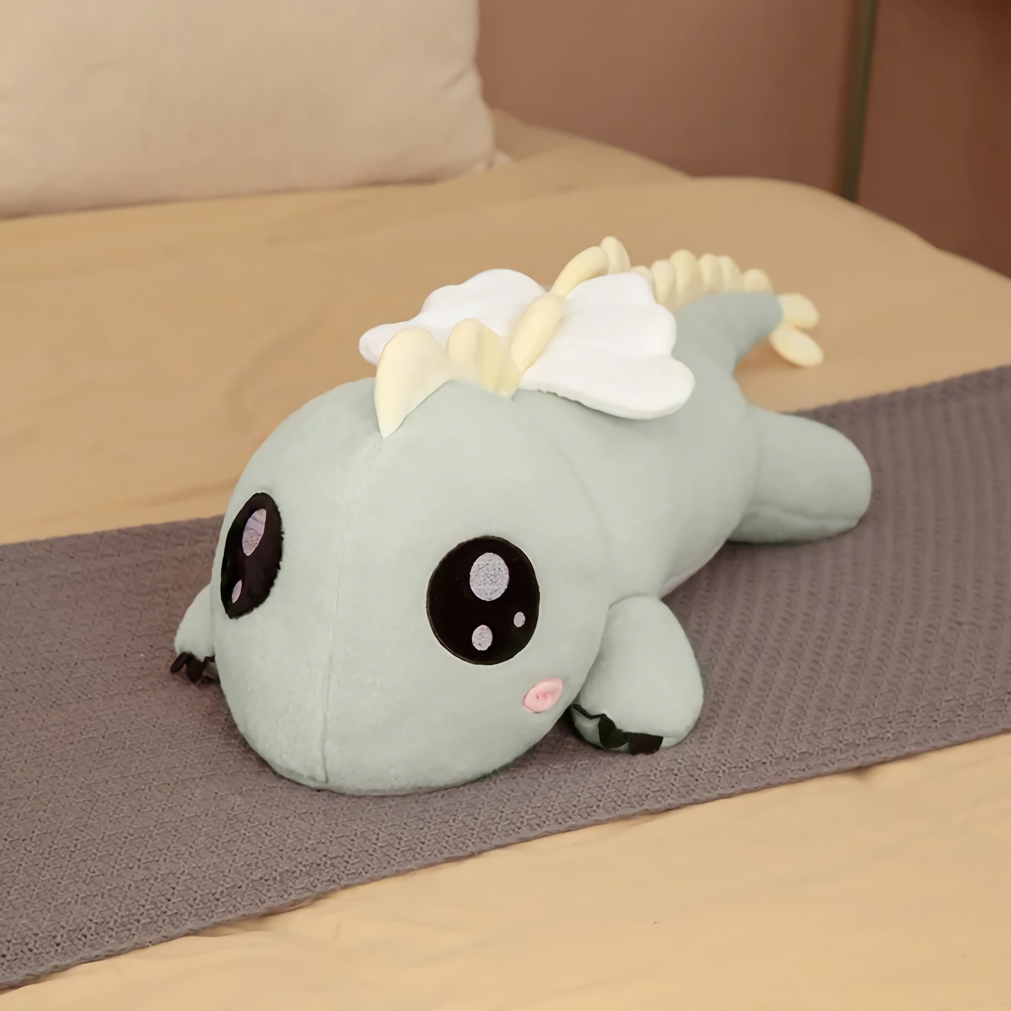 Dreamy Dino Long Hug Plushie - Hops and Pops - Cute - Plushies - Kawaii - Dinosaur Plush - Sleeping Plush