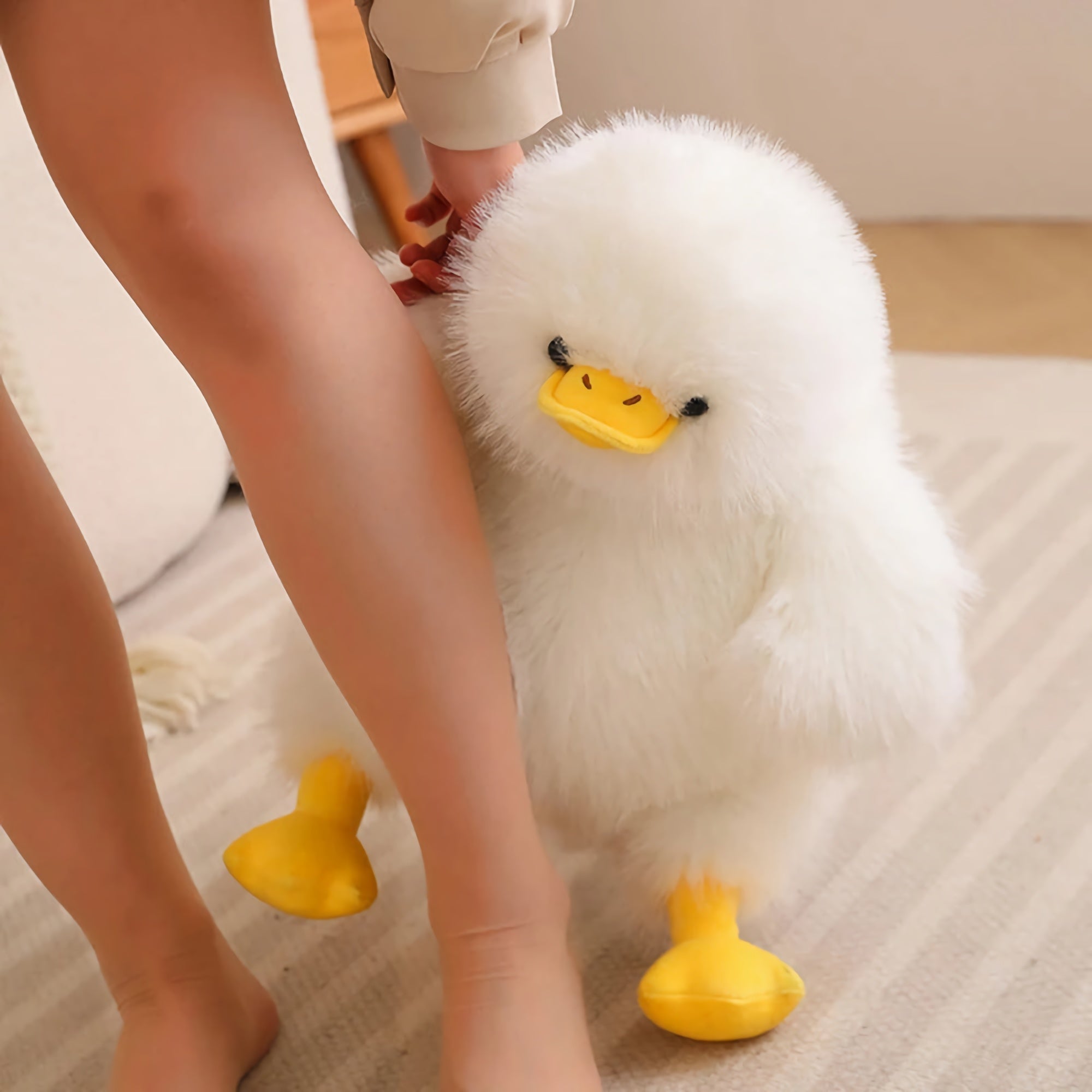 Fluffy Chubby Duck Plush Pillow - Hops and Pops - Cute - Plushies - Kawaii - Happy Plush