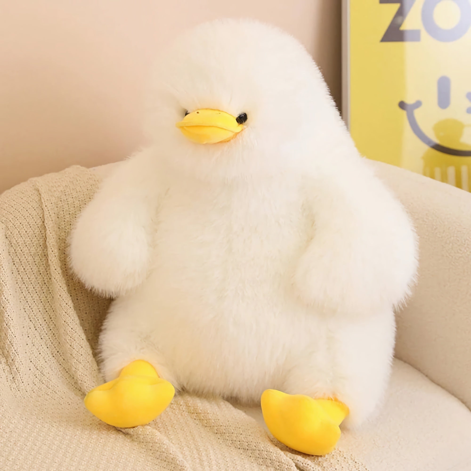 Fluffy Chubby Duck Plush Pillow - Hops and Pops - Cute - Plushies - Kawaii - Features: Furry