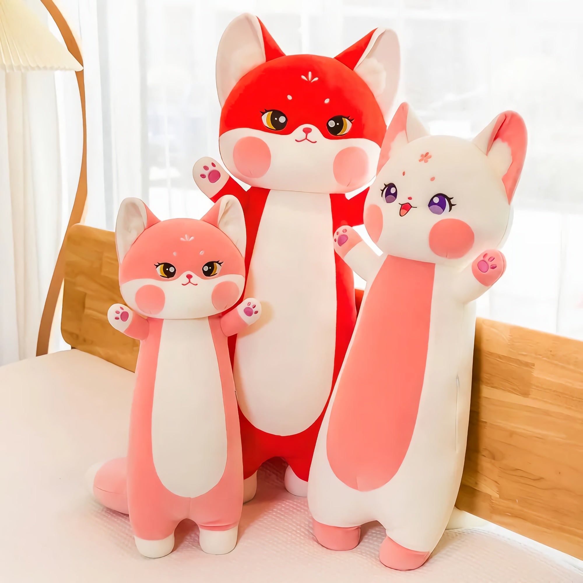 FoxiCat Hug Plush Adorable Looong Pillow - Hops and Pops - Cute - Plushies - Kawaii - Cat Plush - Stuffed Animals