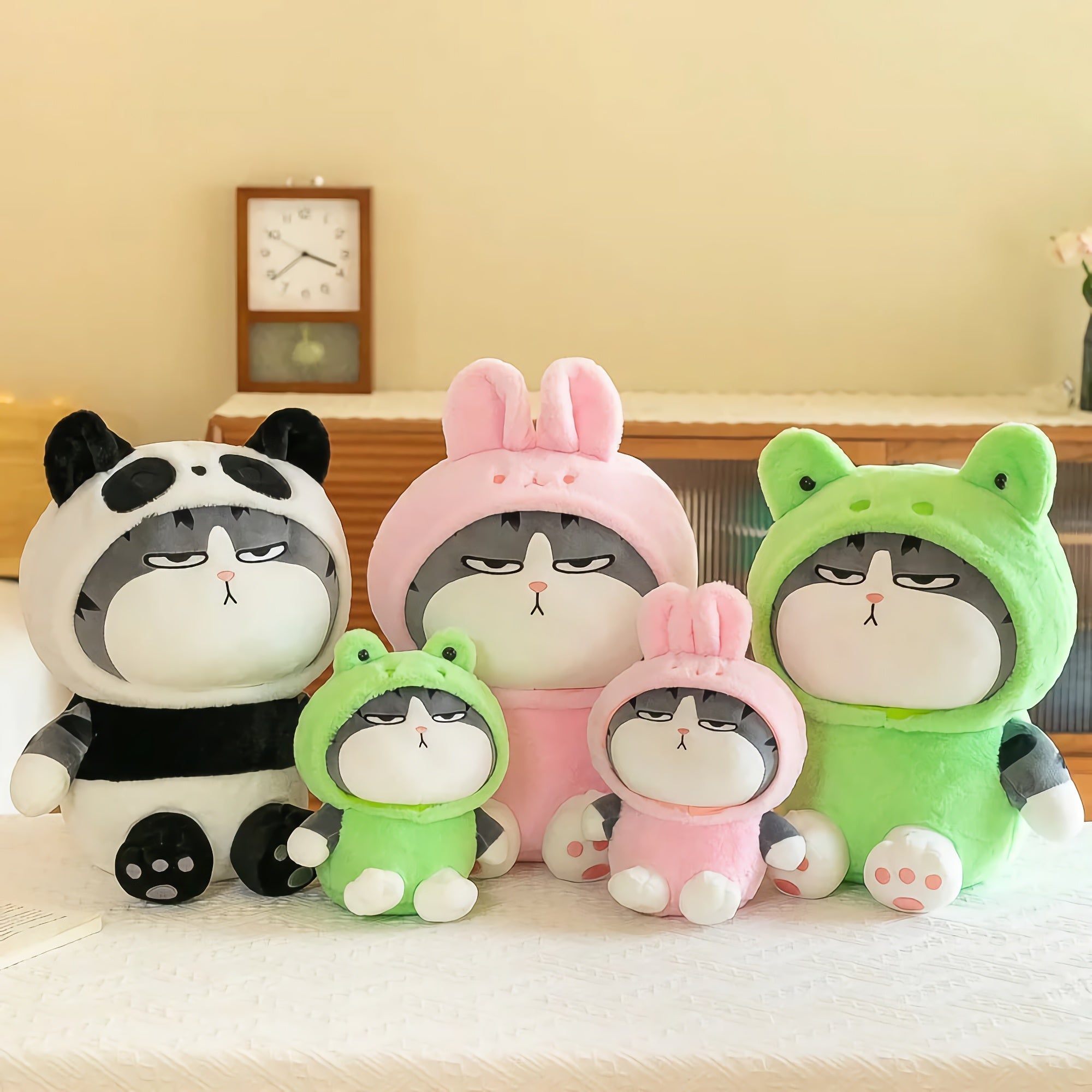 Grumpy Cosplay Cats Stuffed Animal Plushies in Cute Hoodies - Hops and Pops - Cute - Plushies - Kawaii - Cat Plush - Pet Animals Plush, Farm & Wild Animals Plush