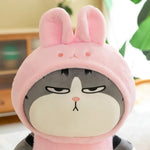 Grumpy Cosplay Cats Stuffed Animal Plushies in Cute Hoodies - Hops and Pops - Cute - Plushies - Kawaii - Cat Plush - Shape: Round