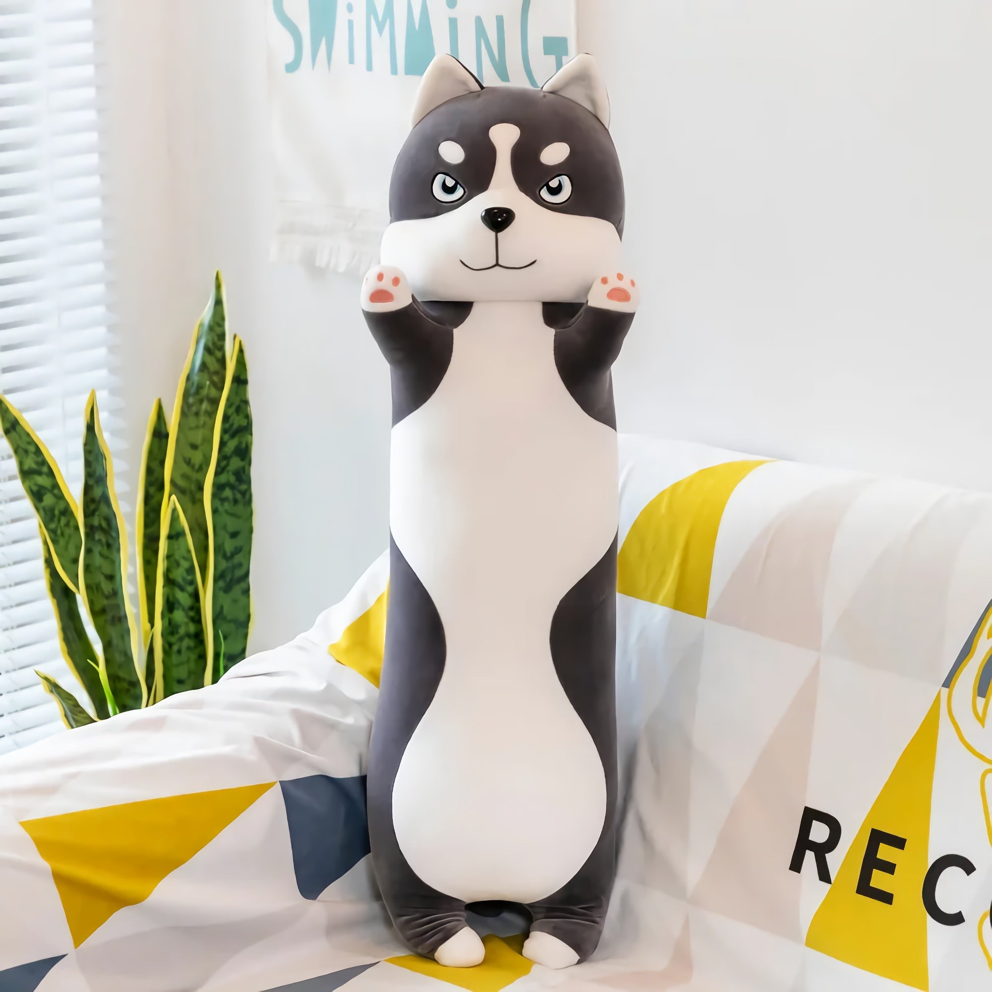 GrumpyPaw Husky, The Moody Hugger - Hops and Pops - Cute - Plushies - Kawaii - Dog Plush - Size: Giant - Size: Regular