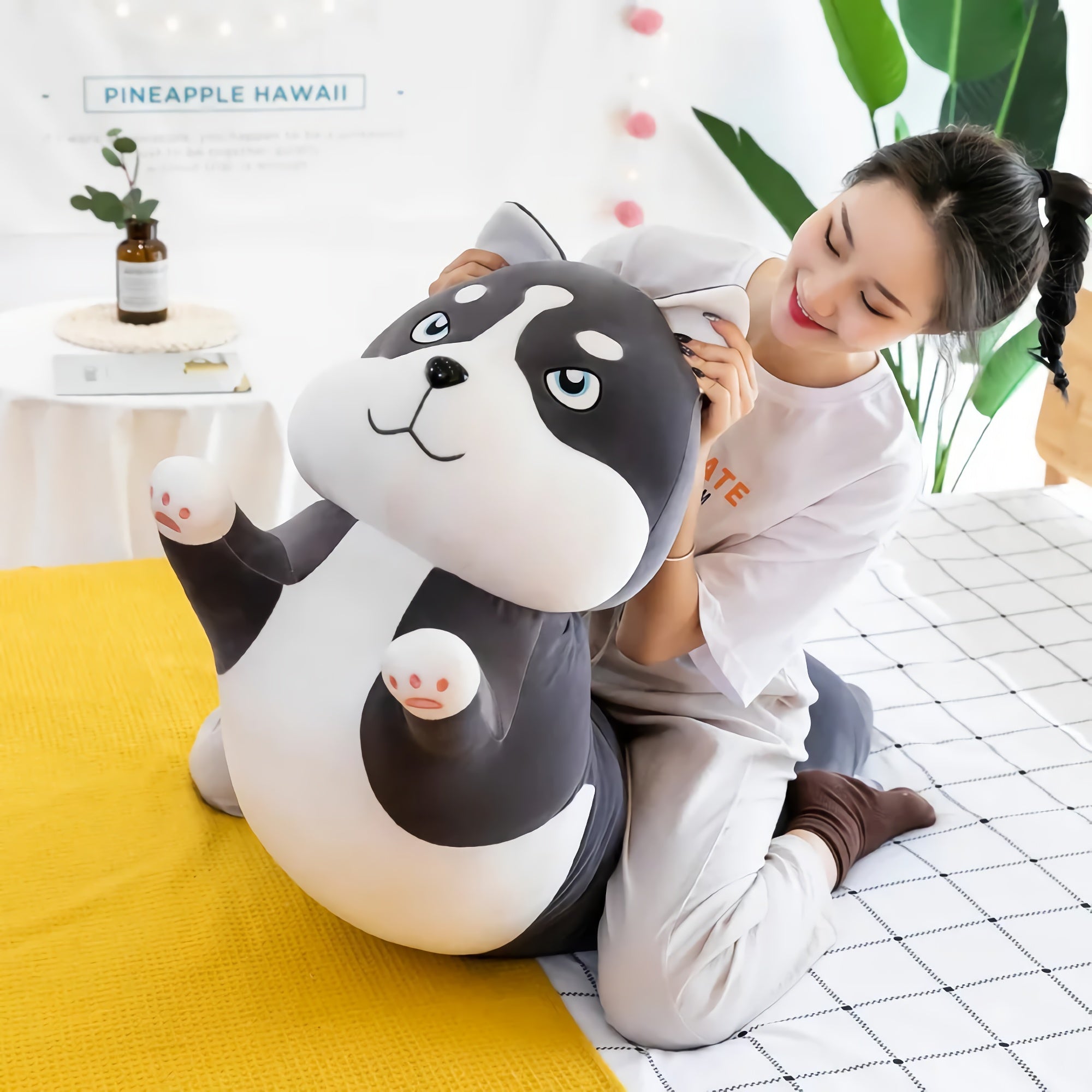 GrumpyPaw Husky, The Moody Hugger - Hops and Pops - Cute - Plushies - Kawaii - Dog Plush - Stuffed Animals