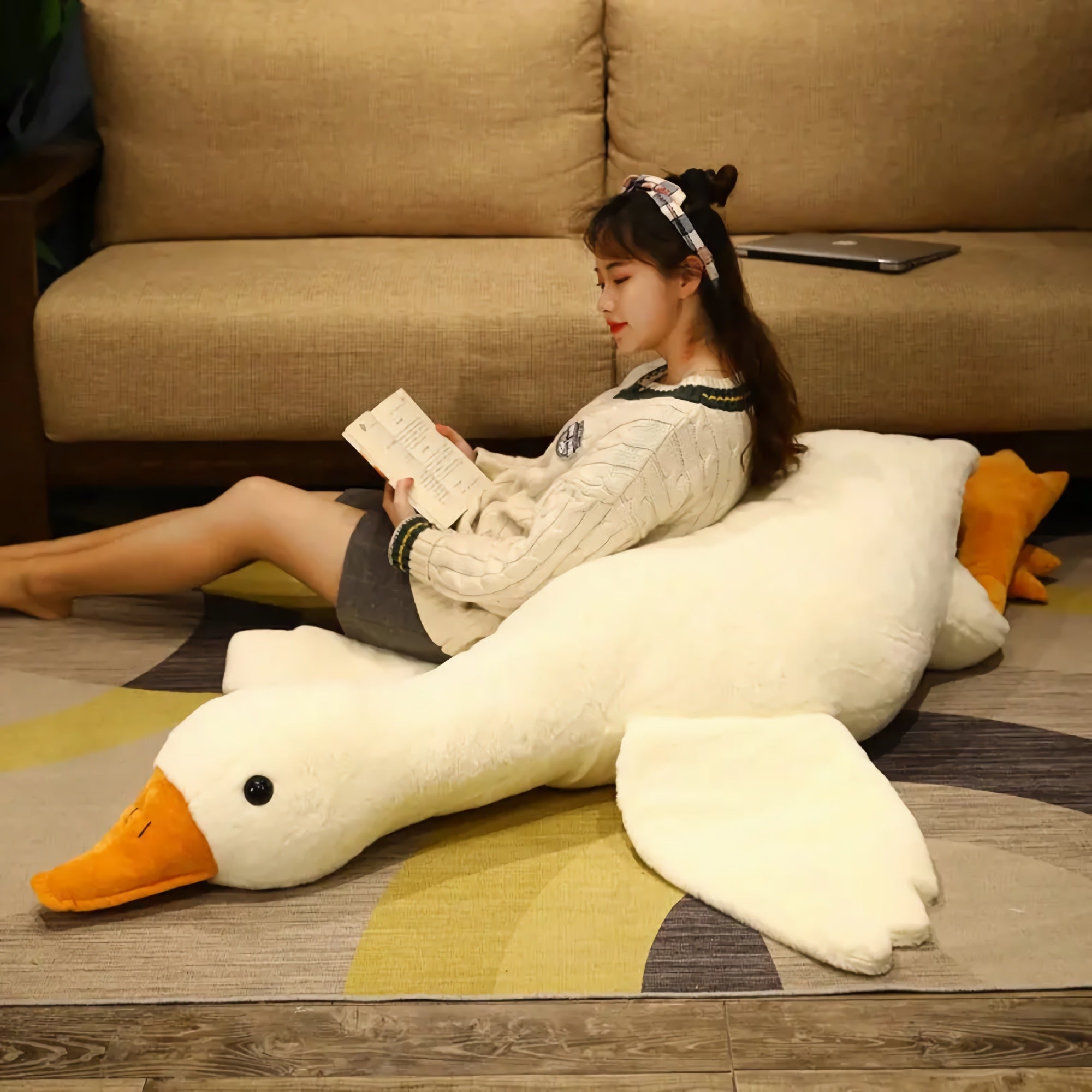Honk & Snooze Giant Goose Looong Plush Pillow - Hops and Pops - Cute - Plushies - Kawaii - Duck Plush - Stuffed Animals
